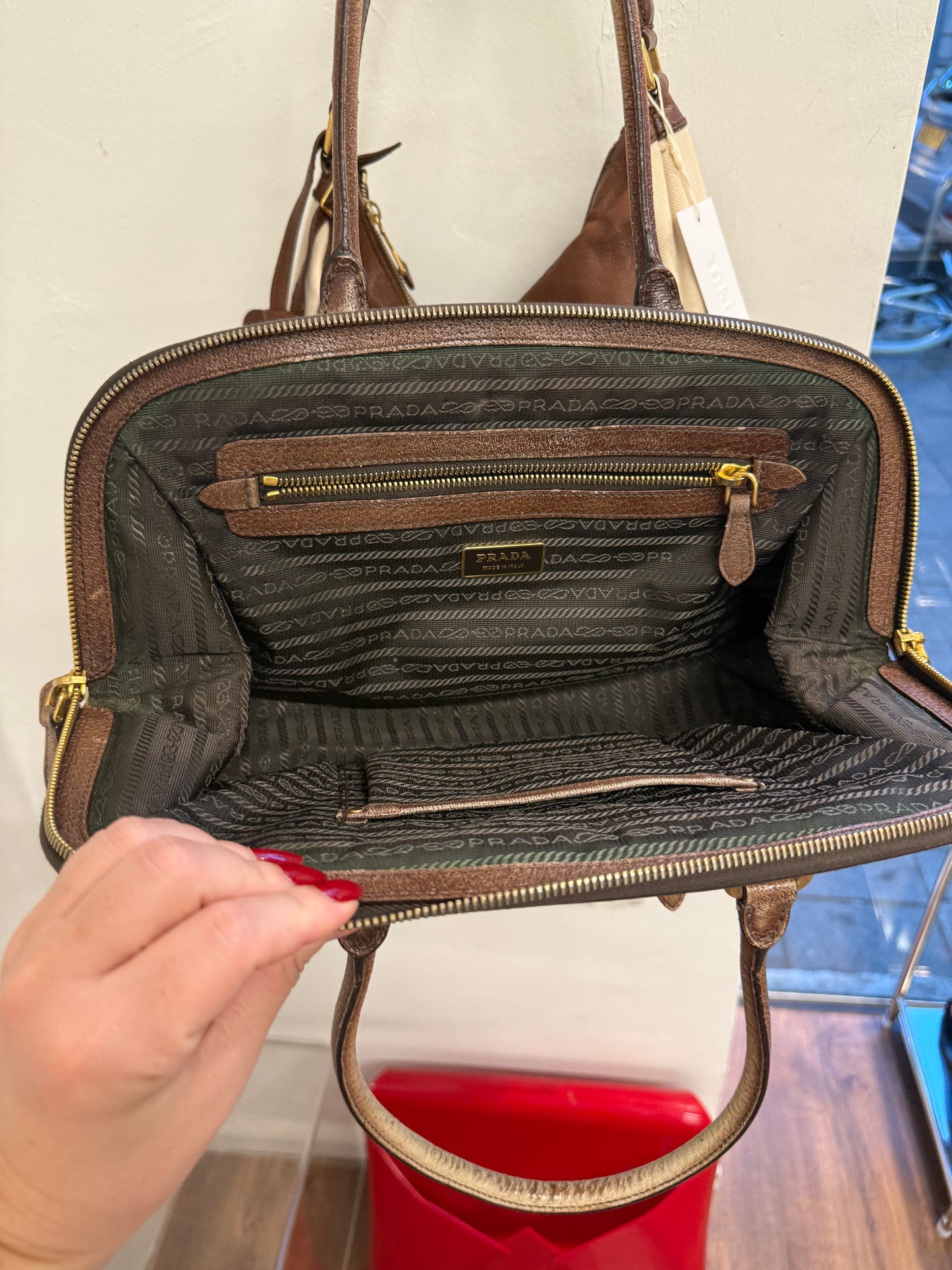 PRADA 2000s Two-Tone Bowler Bag