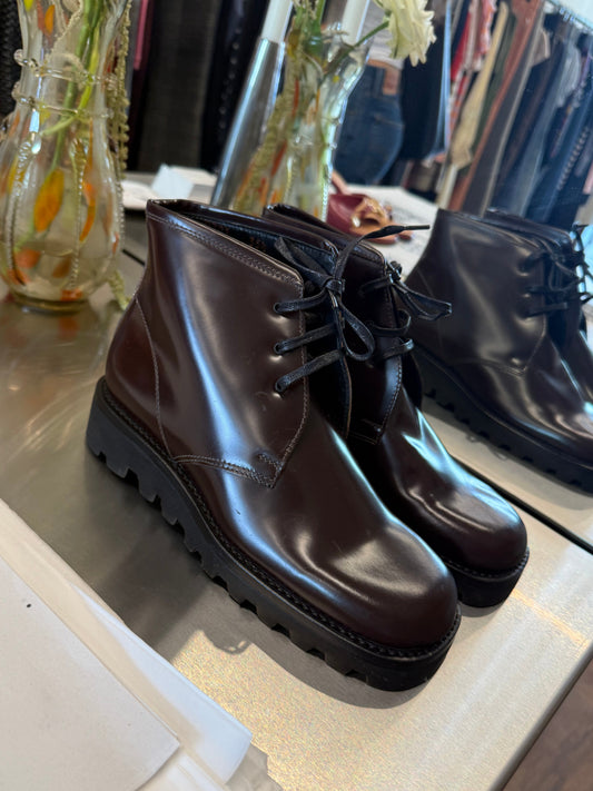 Prada Leather Combat Boots 2001s 35.5