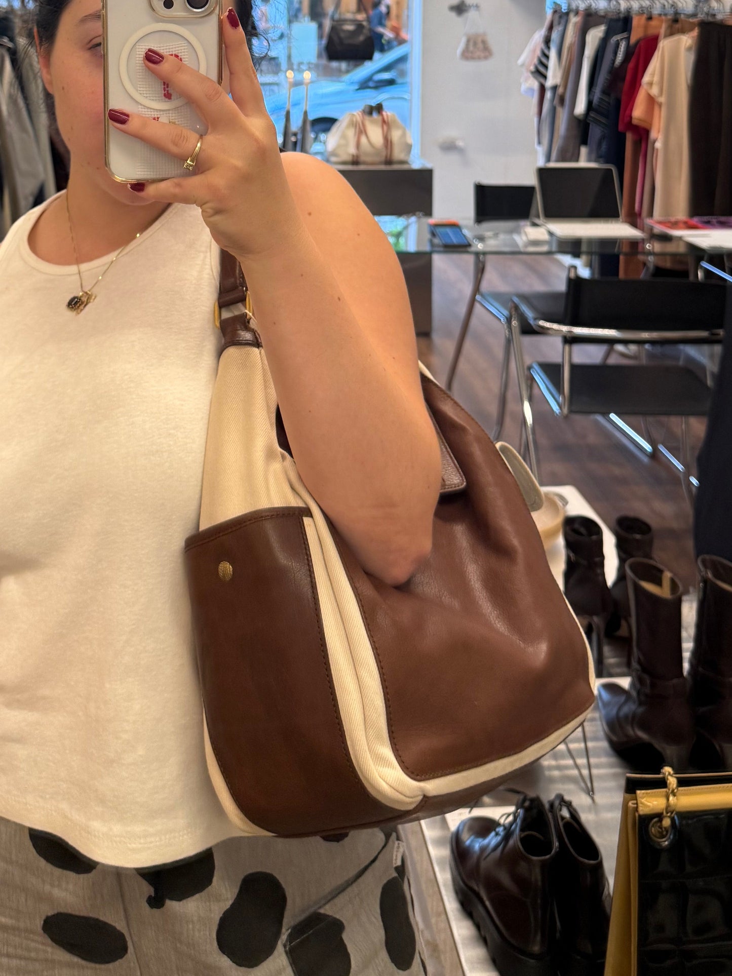 Yves Saint Laurent 00’s Leather And Canvas Bag