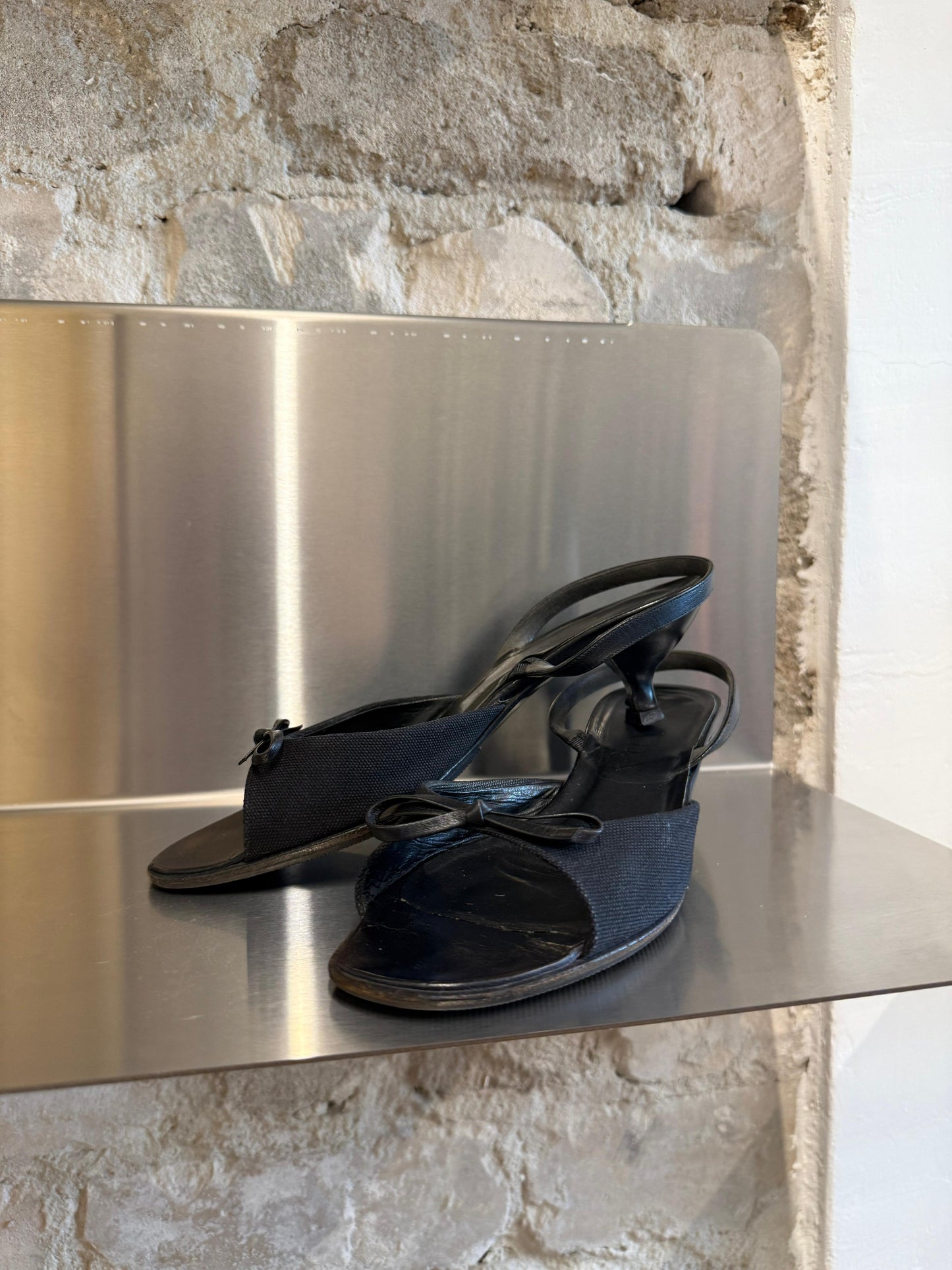 Prada Bow Kitten Heel Sandals 37