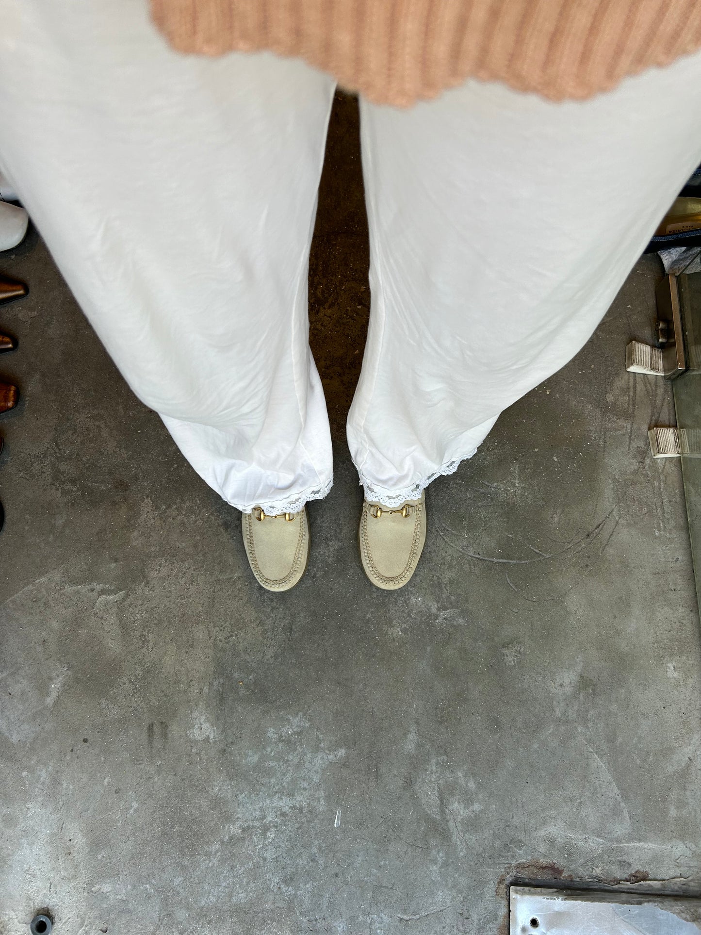 GUCCI ivory suede horse-bit loafers 36 EU