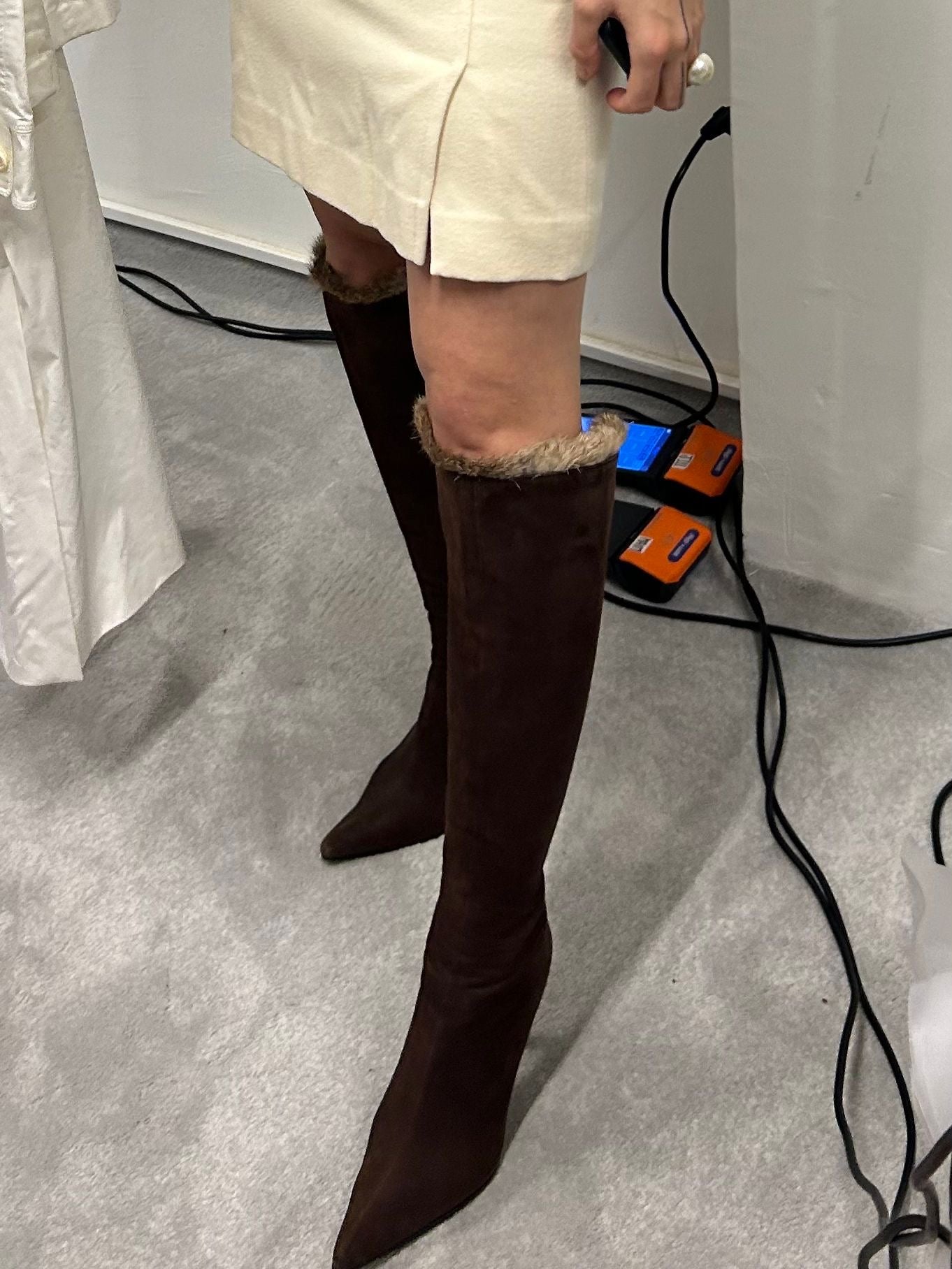 DIANA suede & fur heel boots