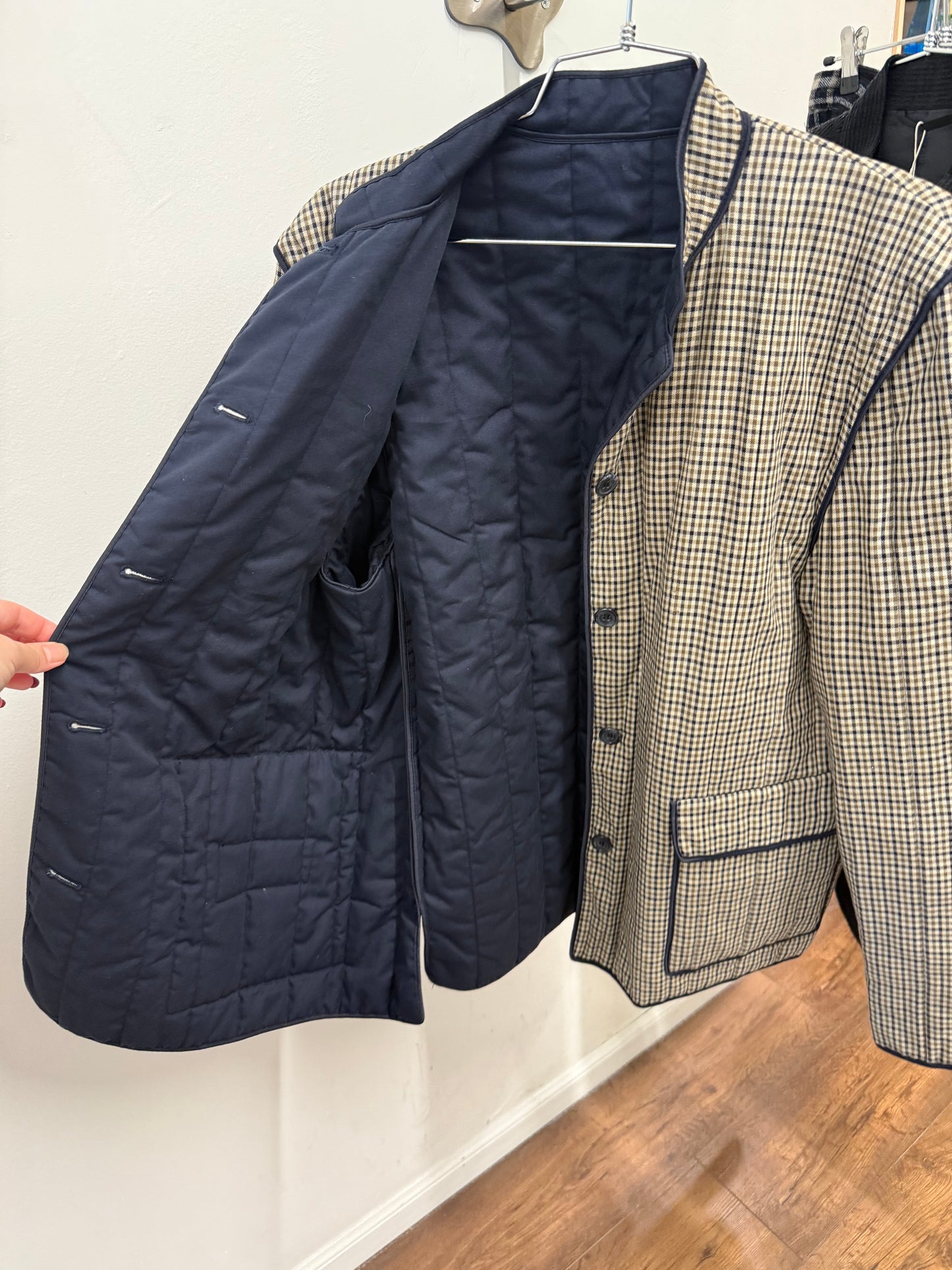 Aquascutum Round Collar Check Pattern Jacket