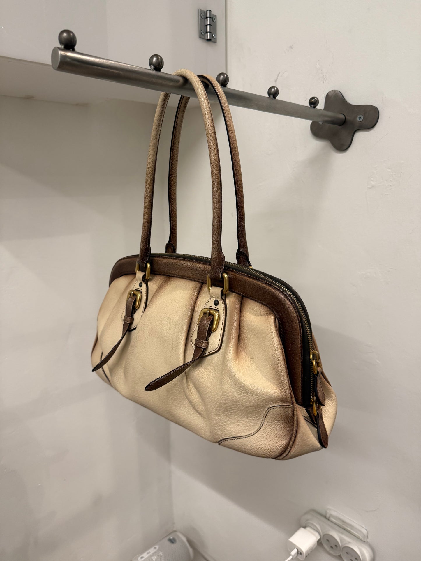 PRADA 2000s Two-Tone Bowler Bag