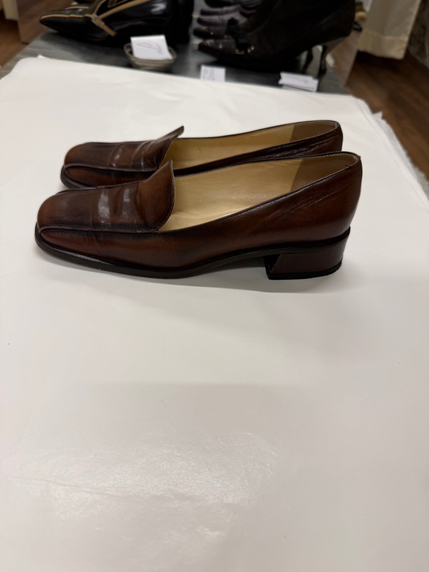Miu Miu 00s Brown Square-Toe Loafers