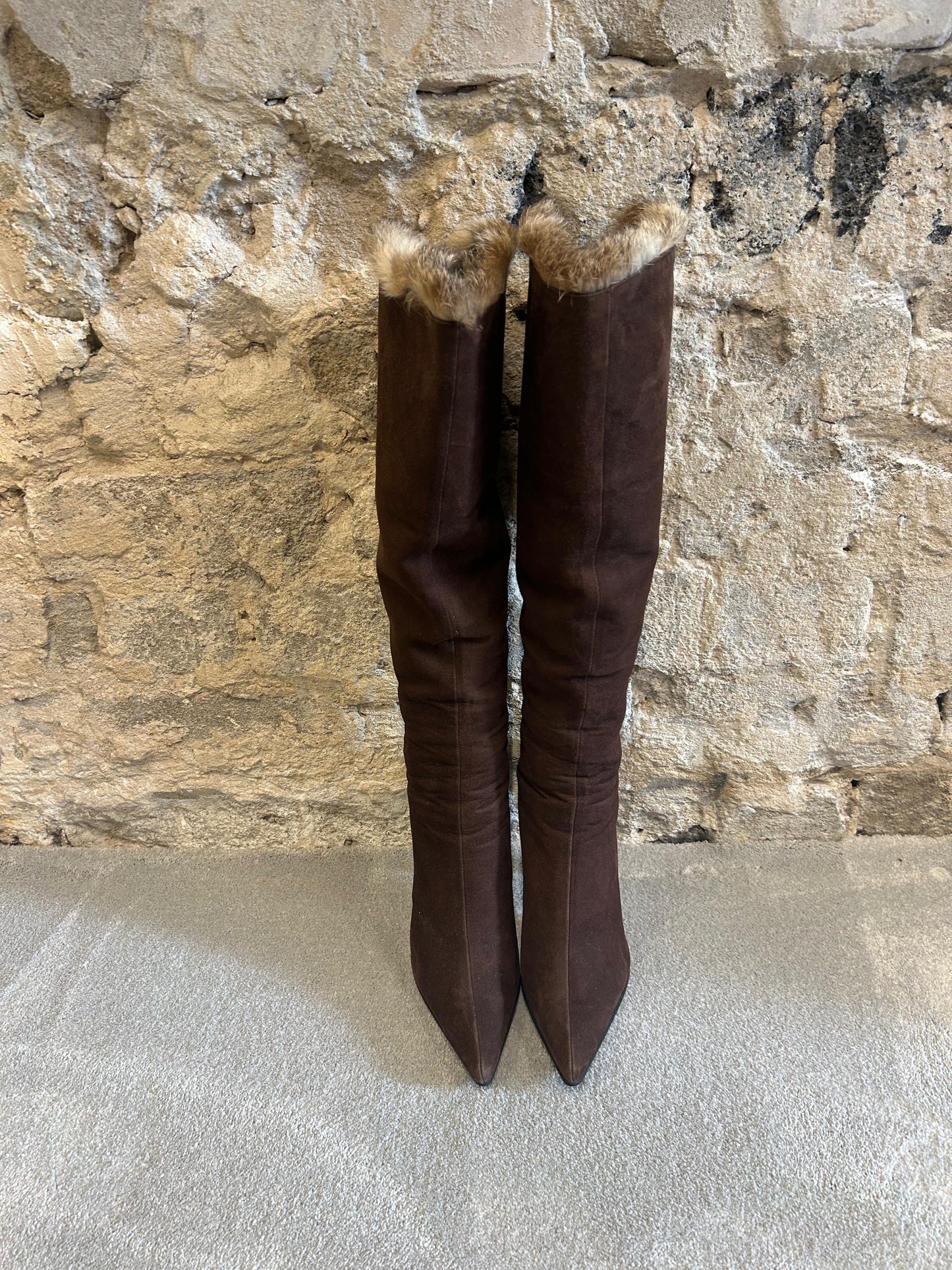 DIANA suede & fur heel boots