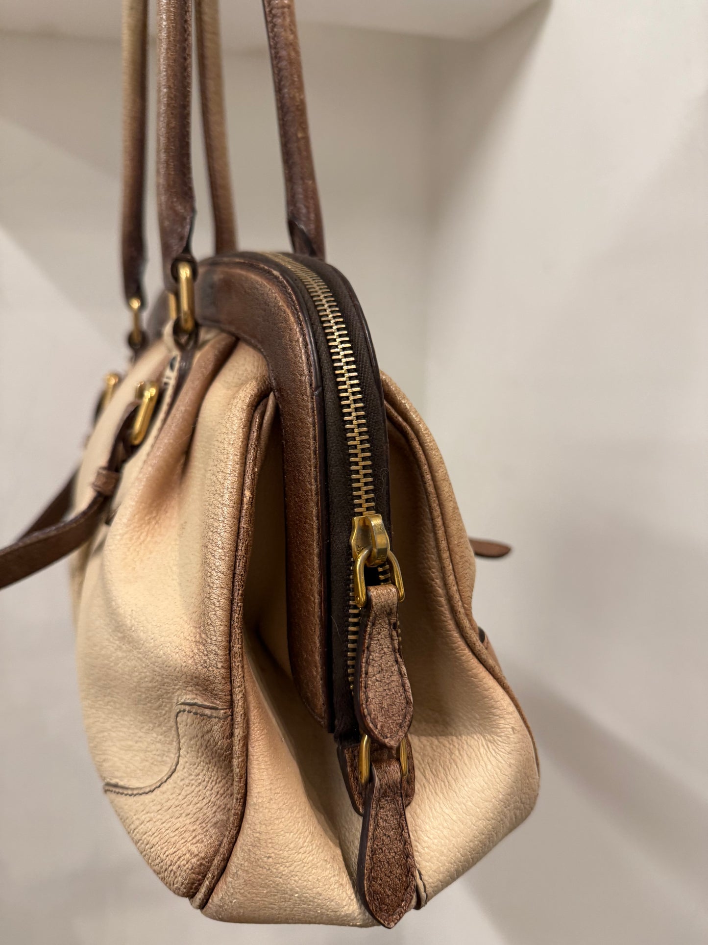 PRADA 2000s Two-Tone Bowler Bag