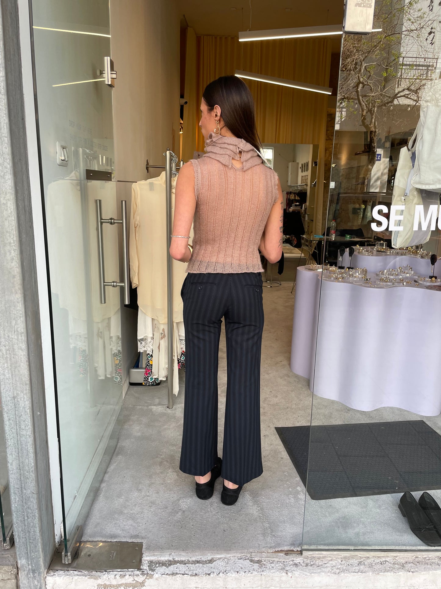CHANEL 2000׳s ruffle neck sheer knit