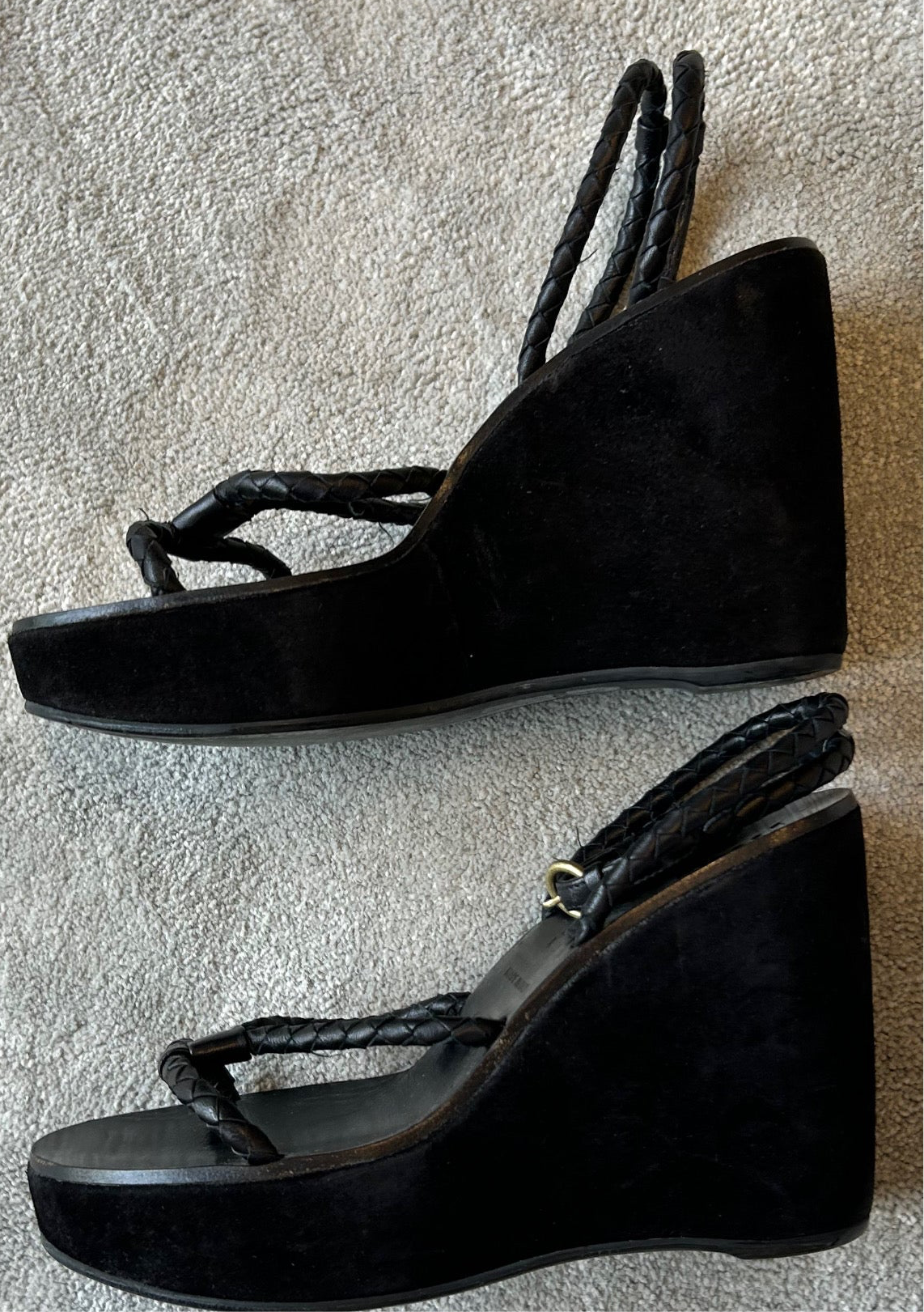 MIU MIU leather & suede platform heels