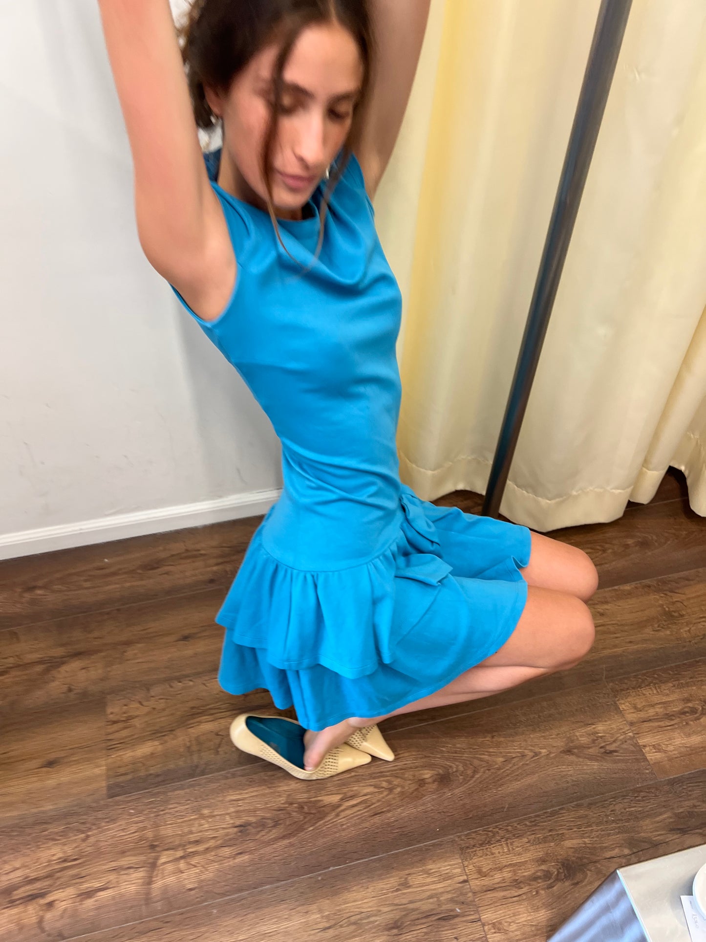 Red Valentino Neon Blue Bow Mini Dress