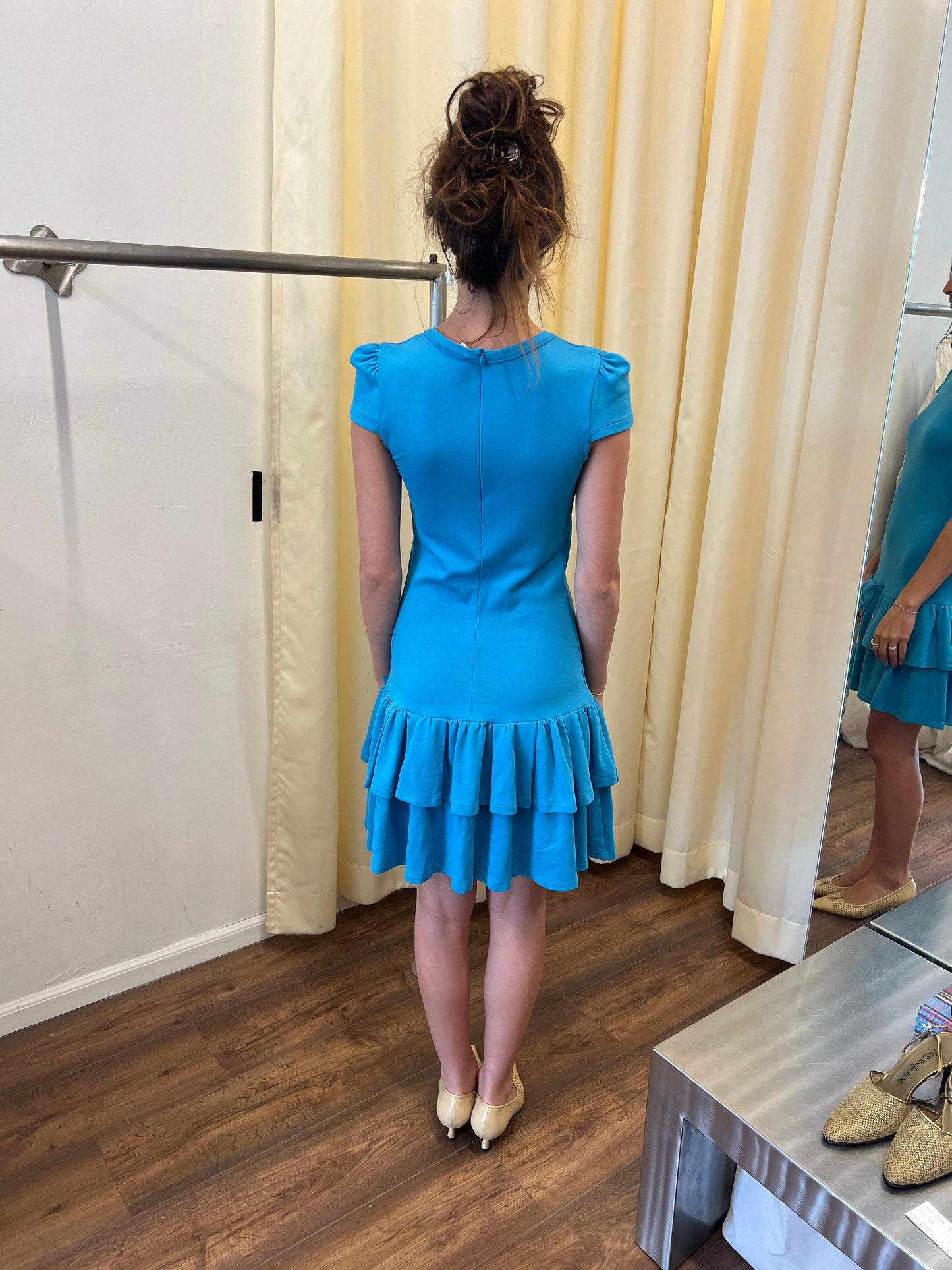 Red Valentino Neon Blue Bow Mini Dress