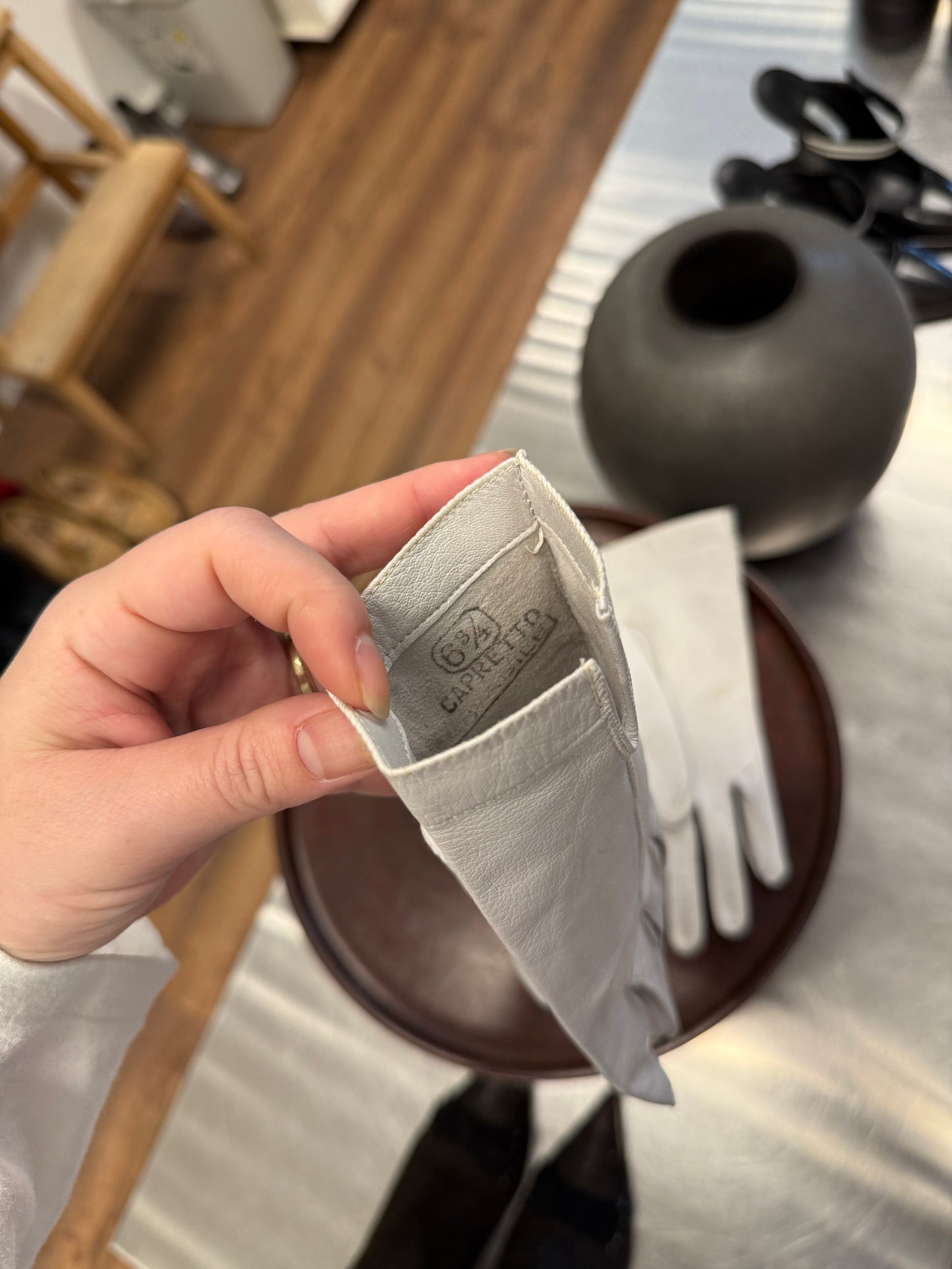 White Leather Gloves - Image 2 by Capretto