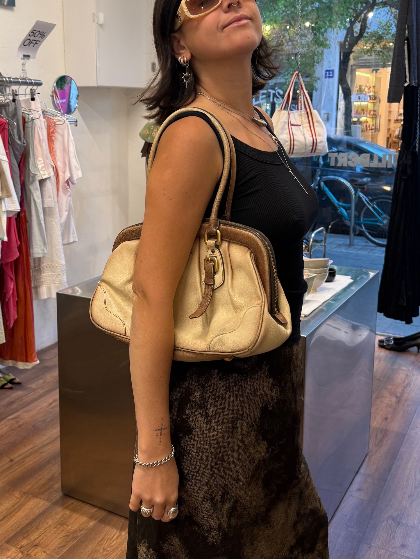 PRADA 2000s Two-Tone Bowler Bag