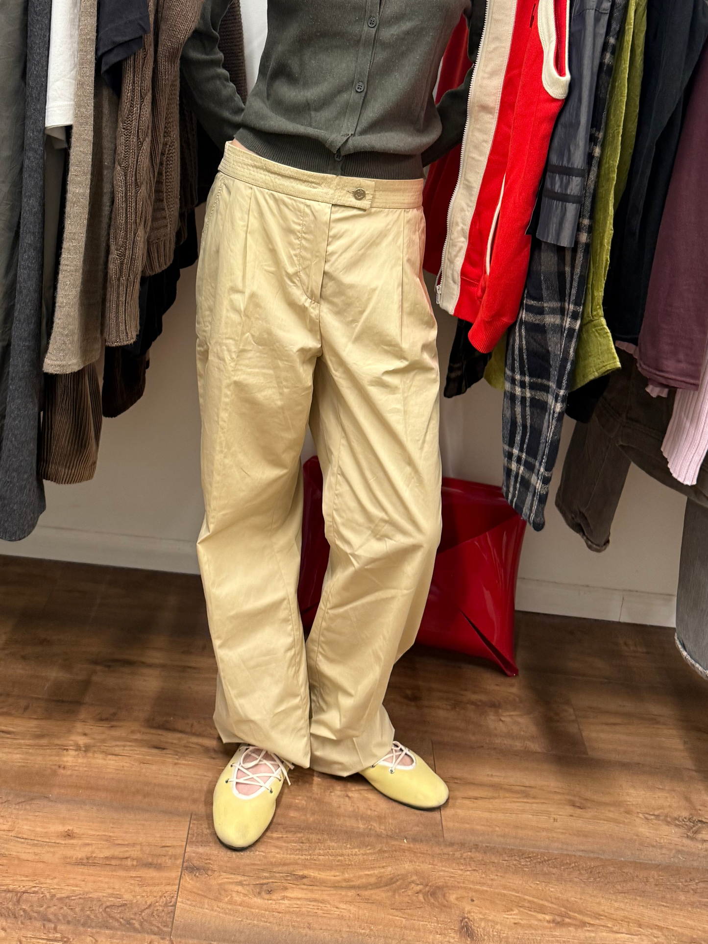 Paloma Wool — soft lemon leather wrap-flats