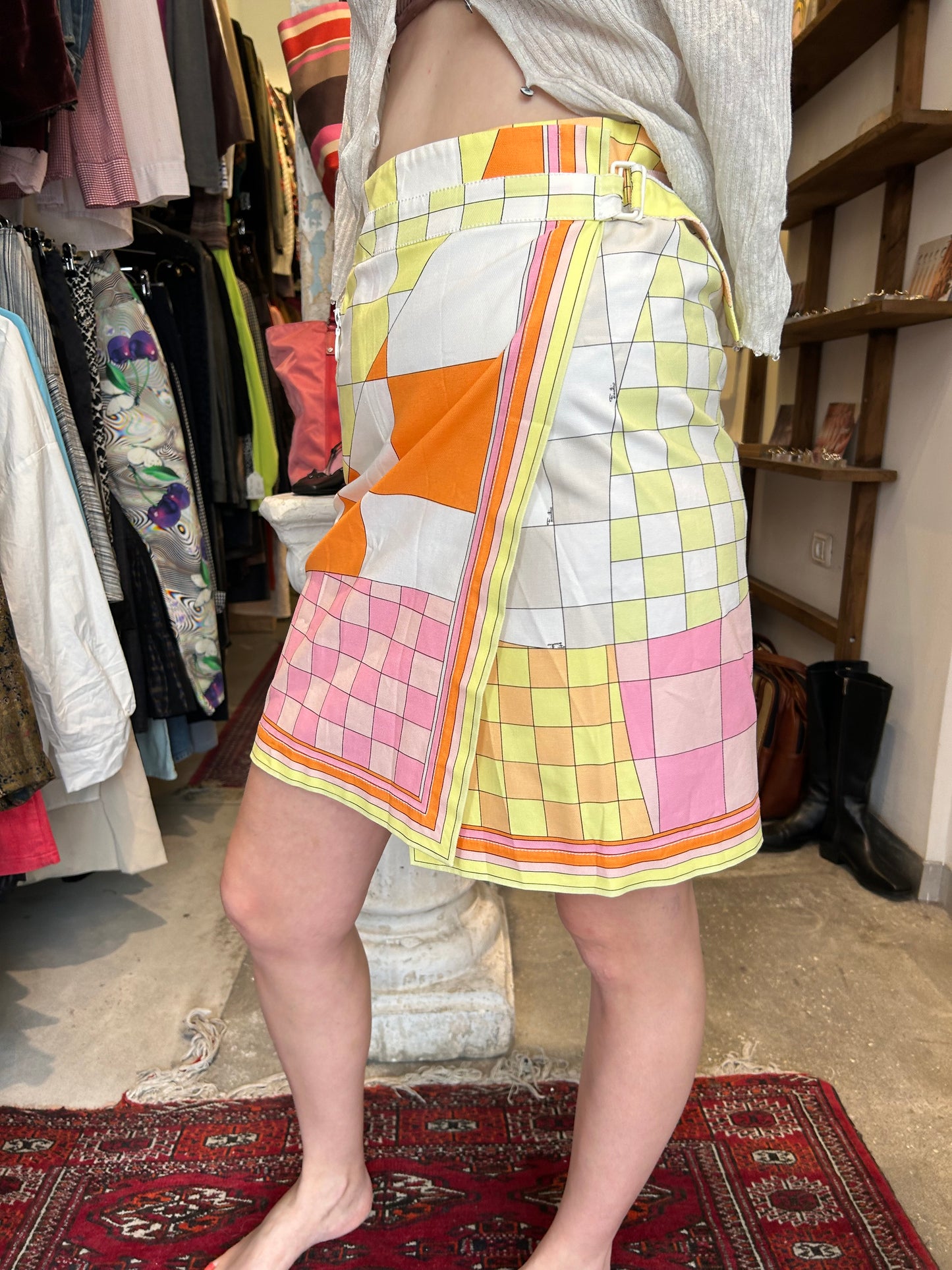 EMILIO PUCCI abstract warp skirt