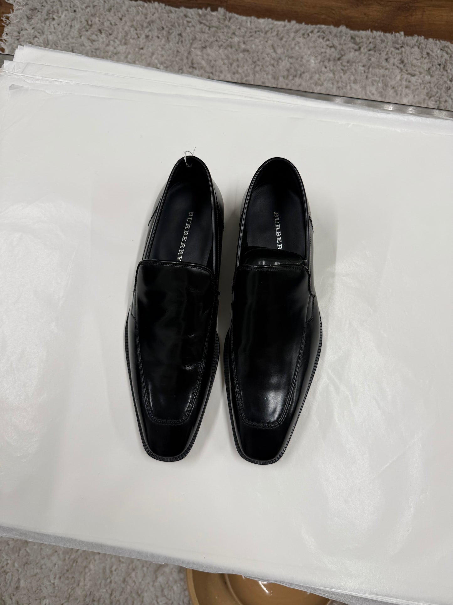 Burberry glossy leather square-toe loafers 39