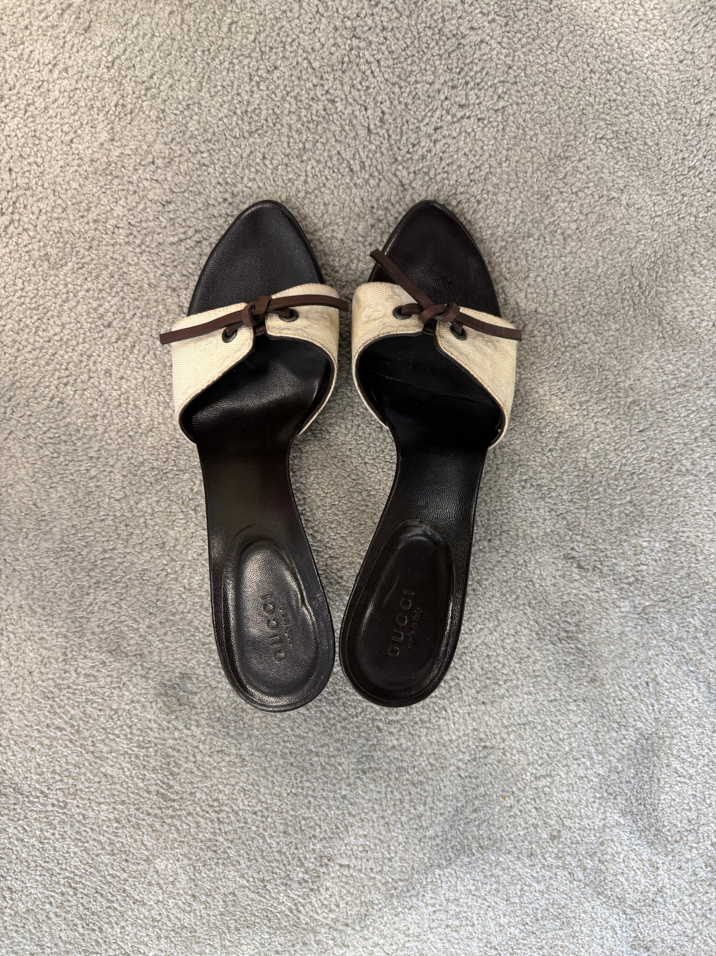 Gucci early 2000s monogram bow mules