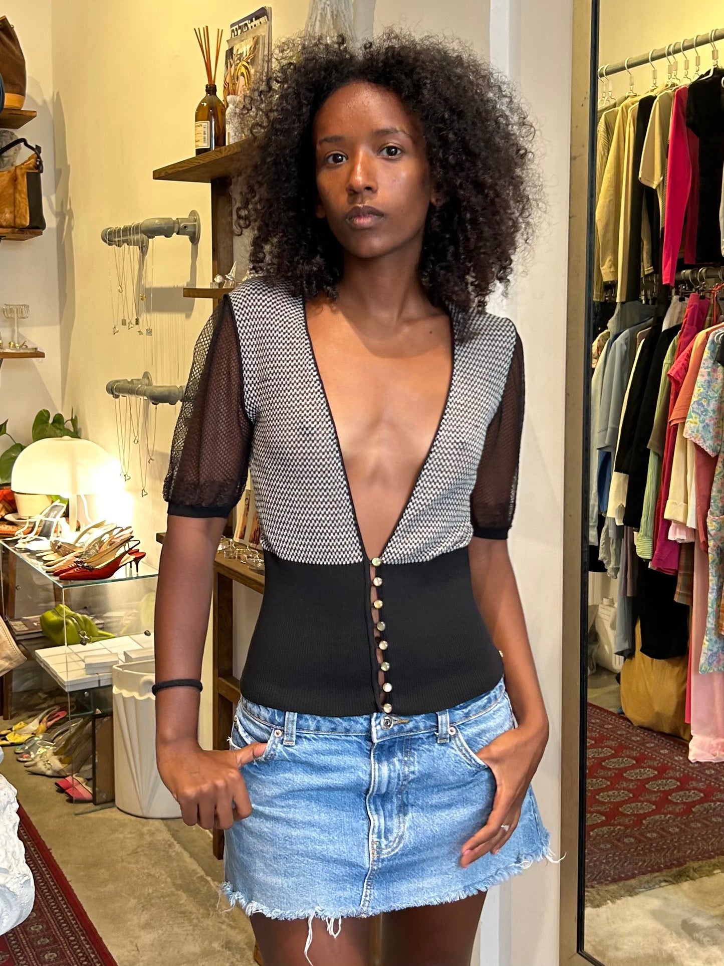 SPORTMAX mesh knit top