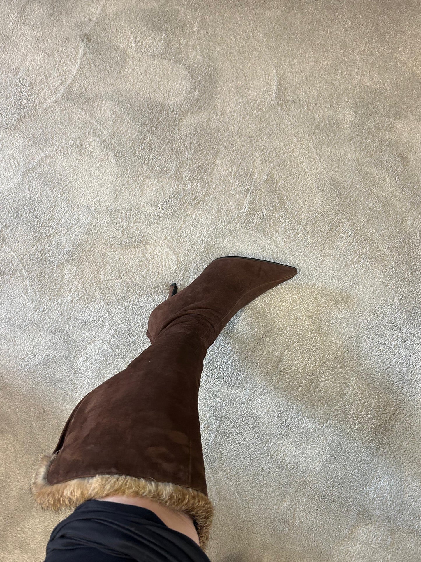 DIANA suede & fur heel boots