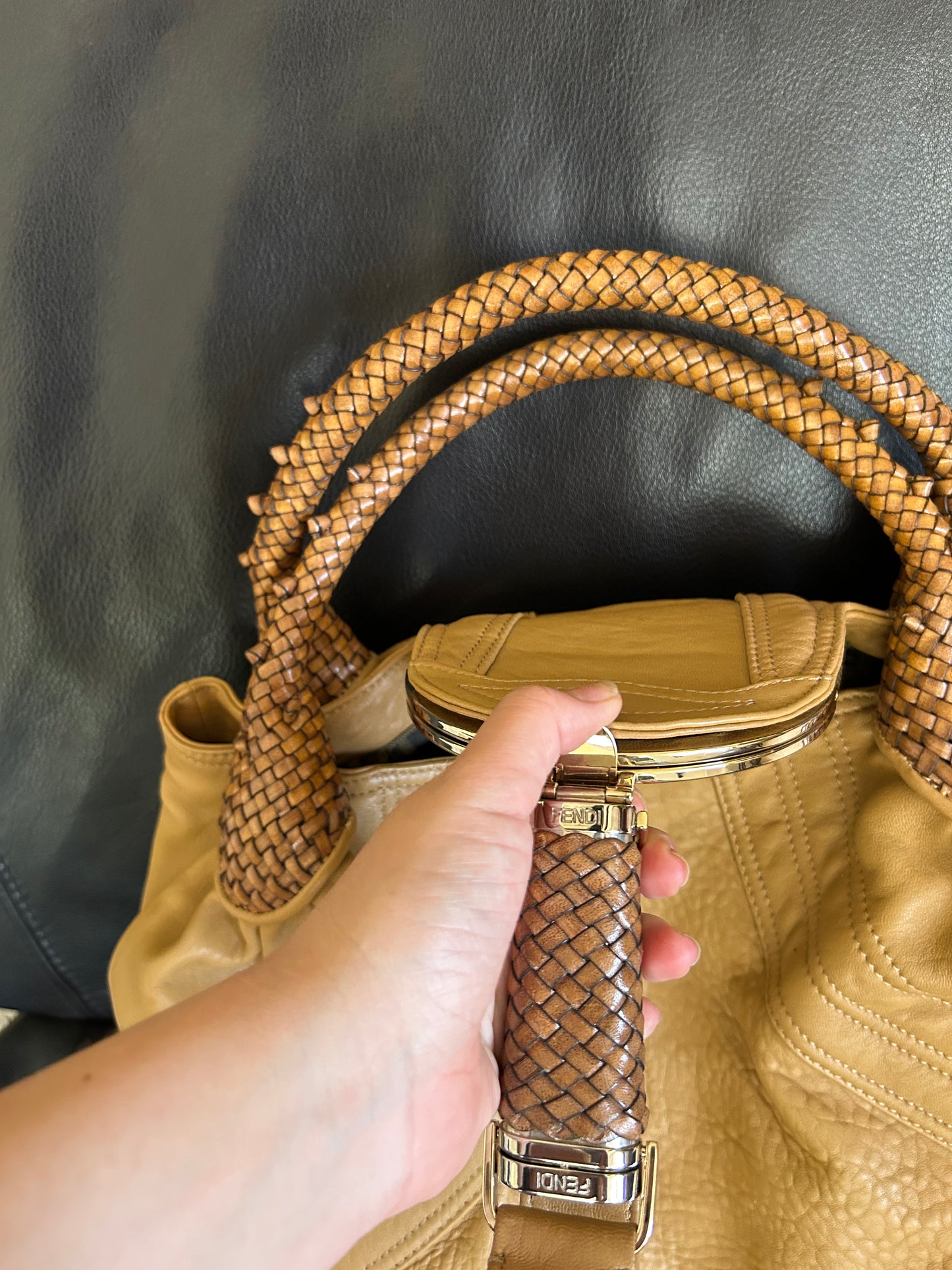FENDI large brown lambskin spy bag šµš»