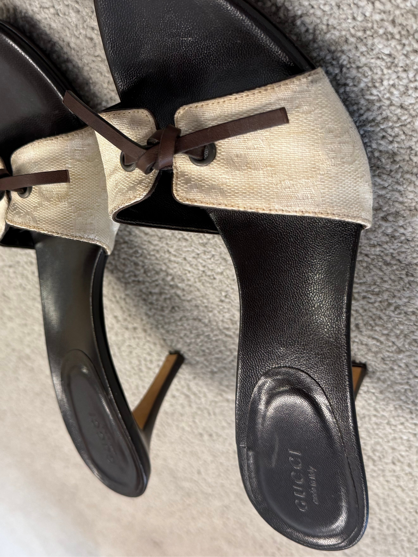 Gucci early 2000s monogram bow mules