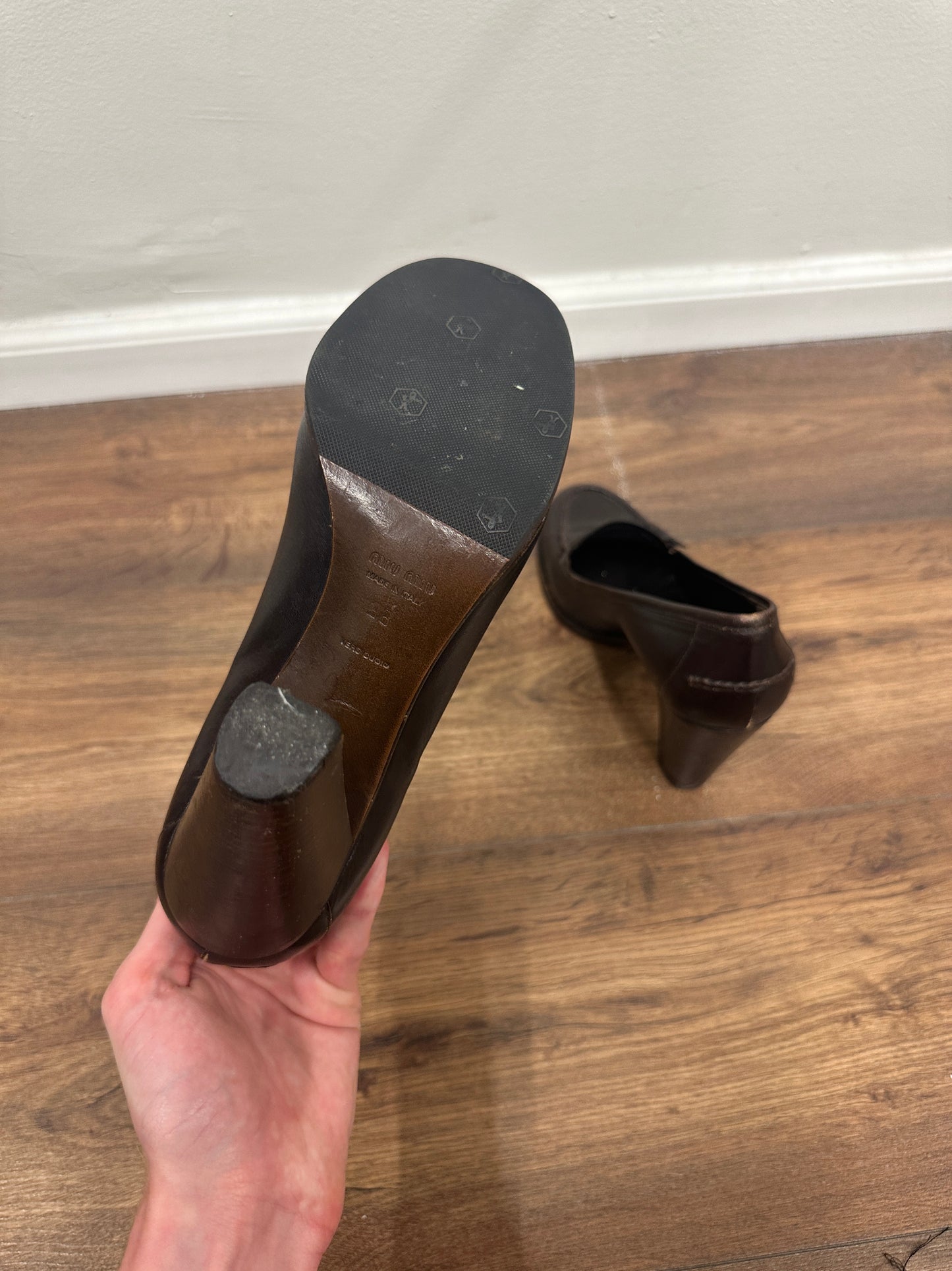 Miu Miu 2000s leather loafer heels 39