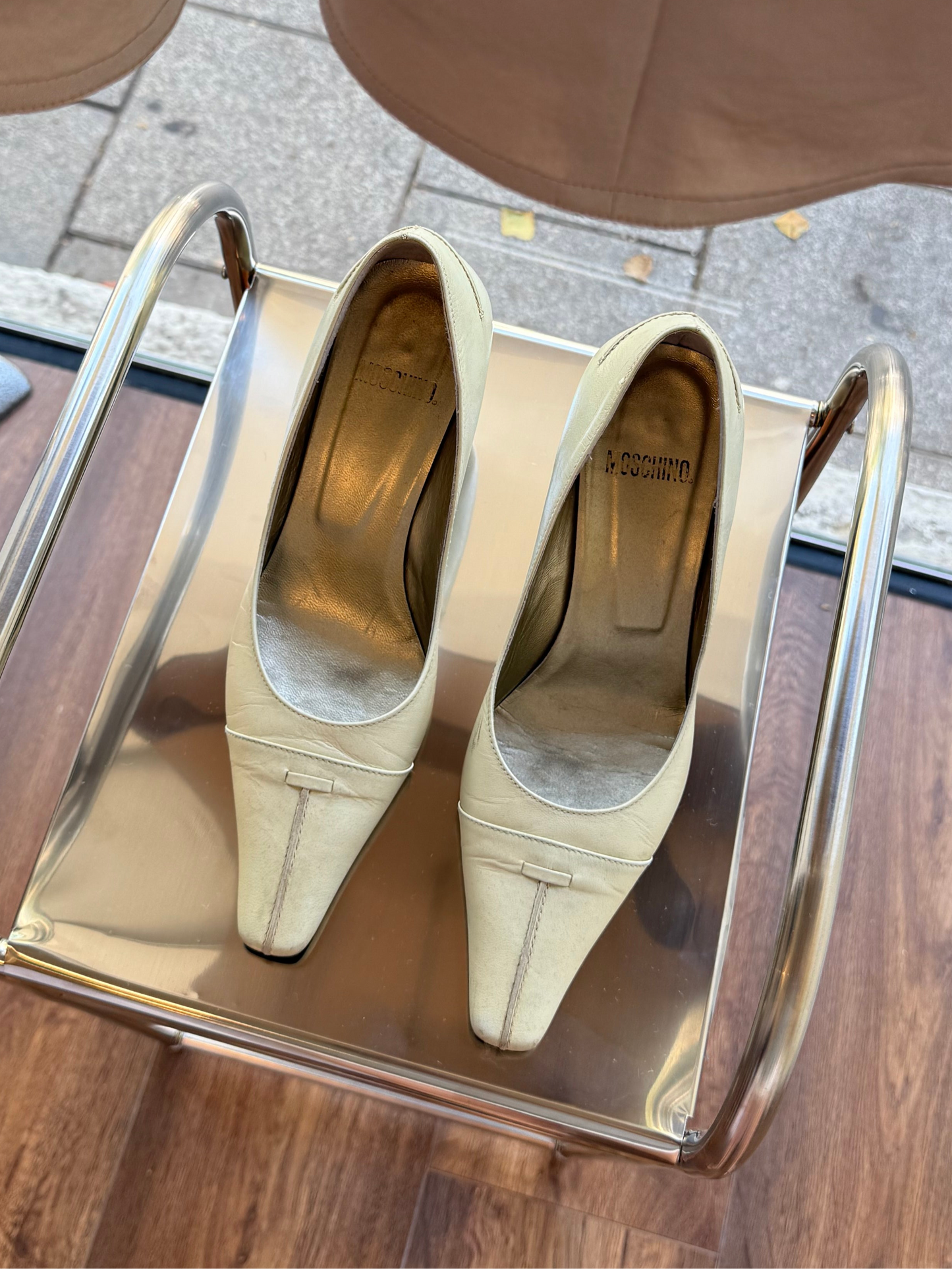 Moschino Cream Leather Heels 36.5