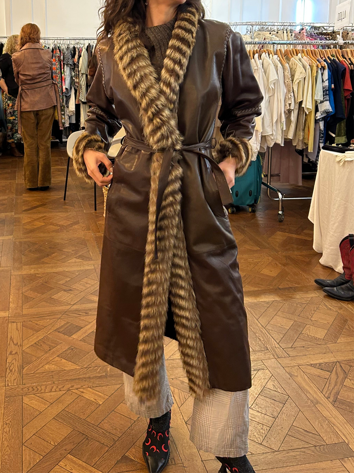 YVES SAINT LAURENT 1990s leather coat