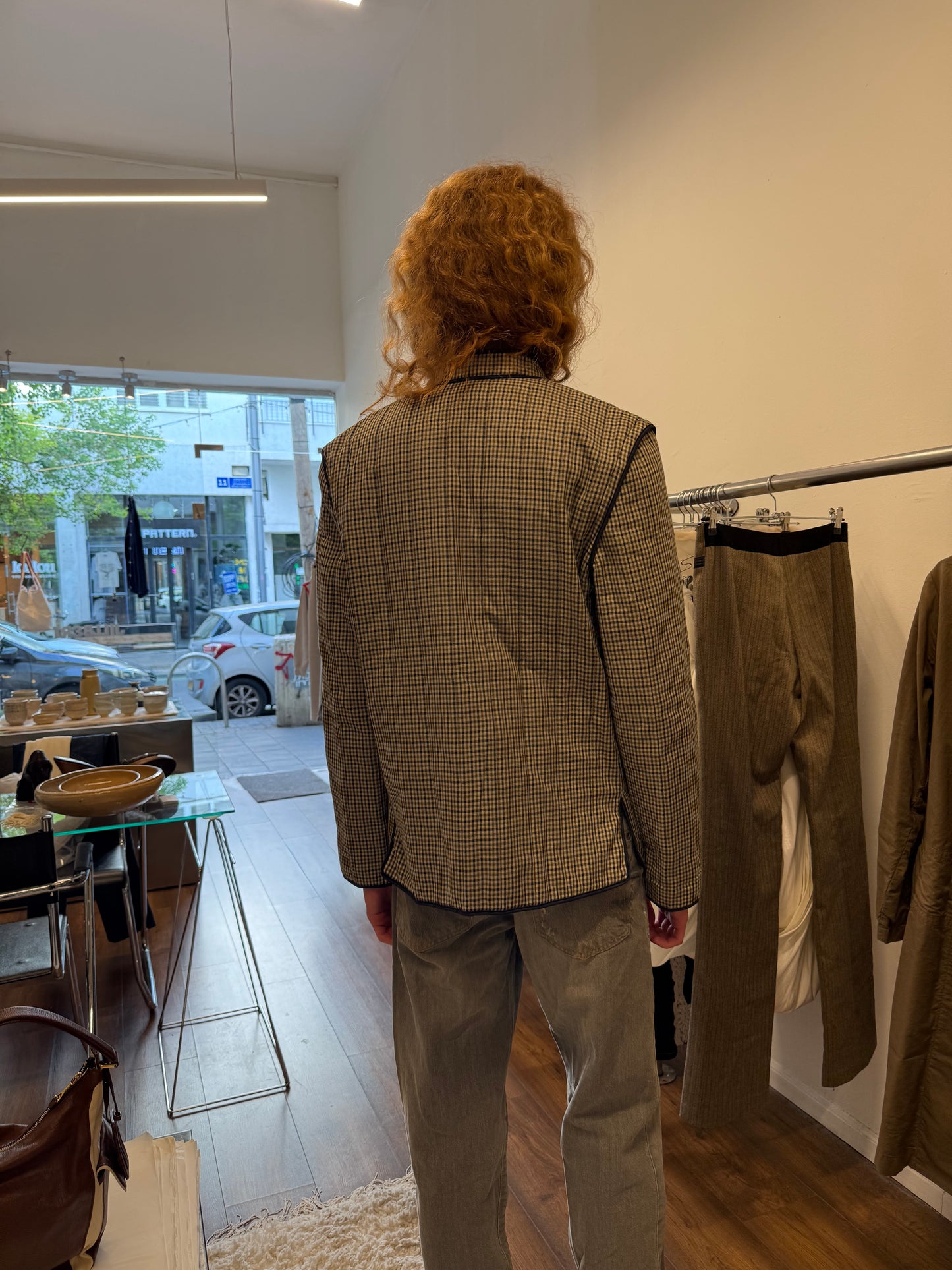 Aquascutum Round Collar Check Pattern Jacket