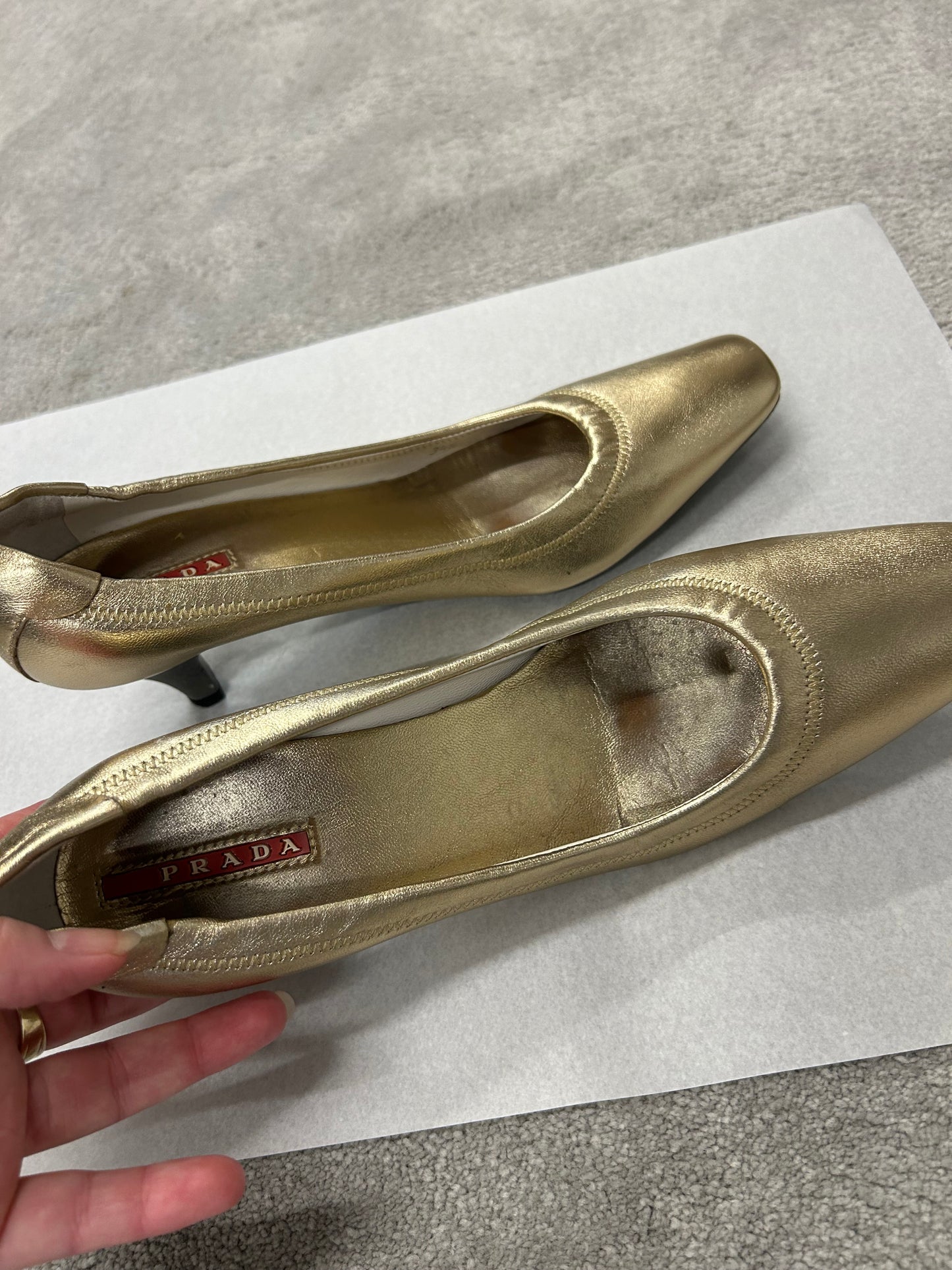 1990s PRADA gold kitten heels 36 EU