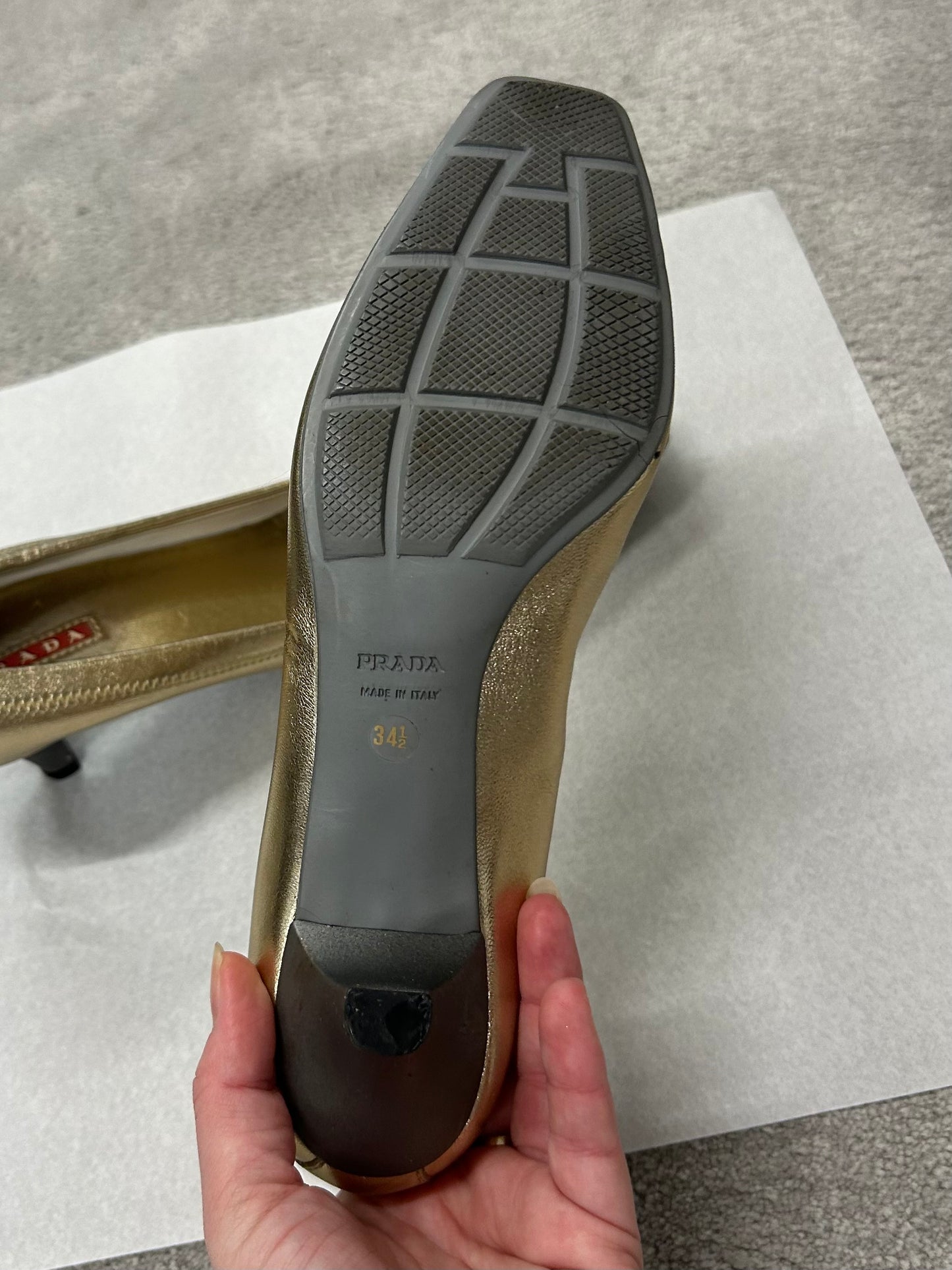 1990s PRADA gold kitten heels 36 EU