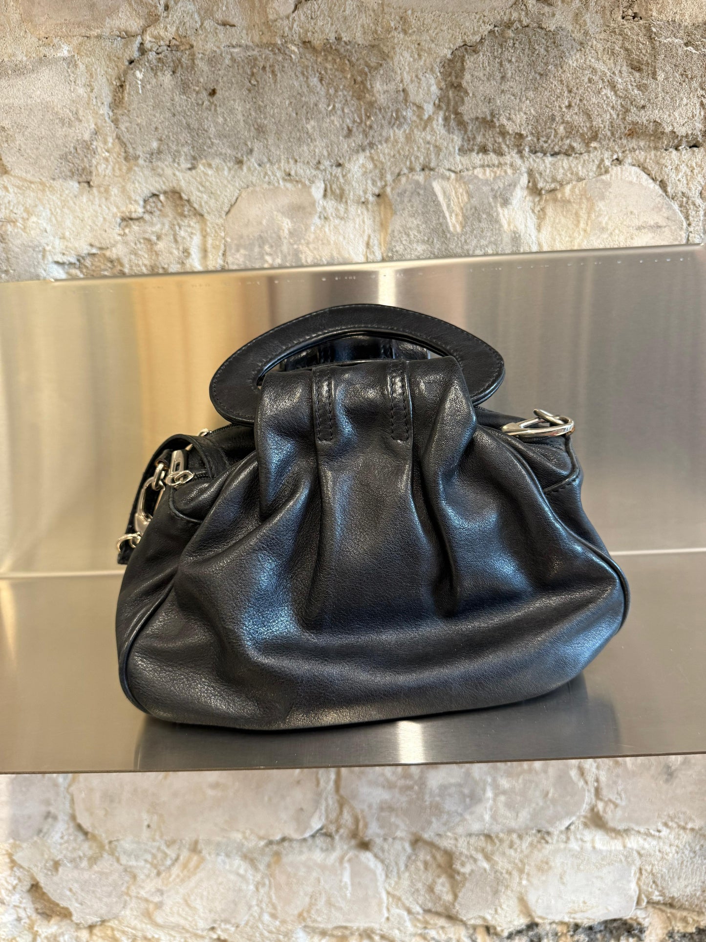 Vintage Leather Flower Hand Bag