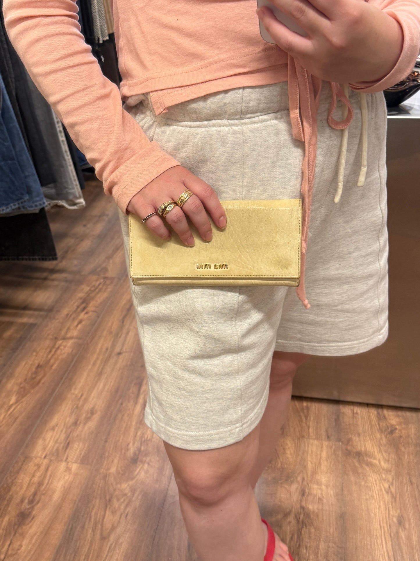 Miu Miu Distressed Leather Wallet c. 2000s