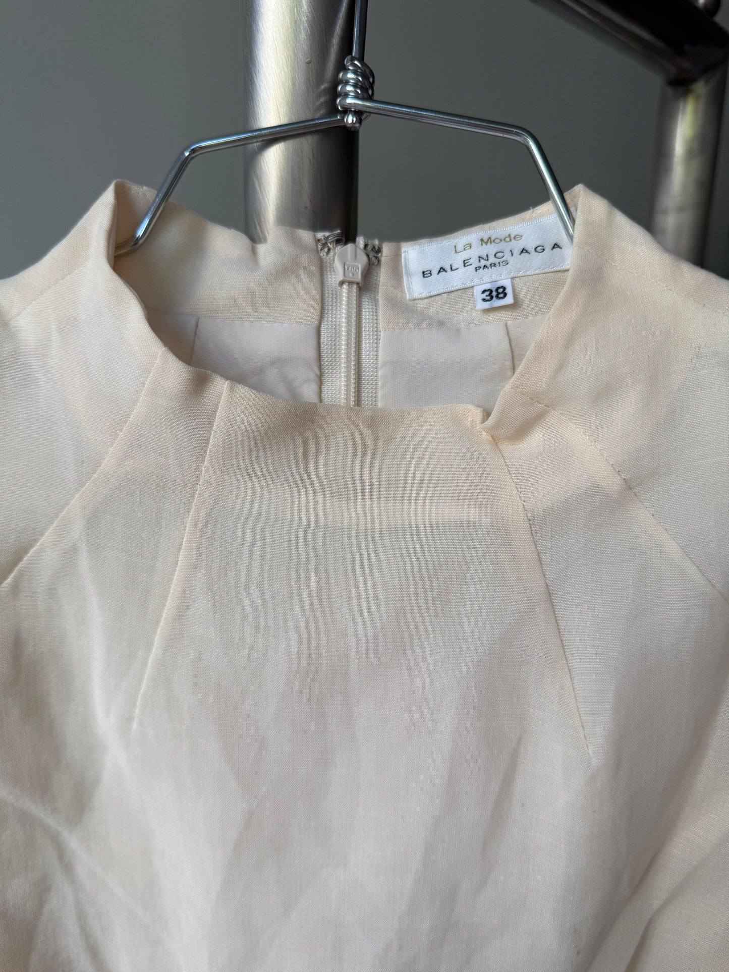La Mode Balenciaga Cream Layers Dress