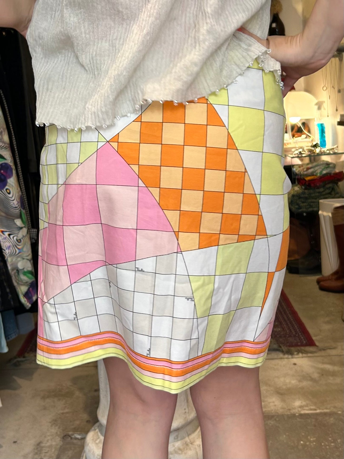 EMILIO PUCCI abstract warp skirt
