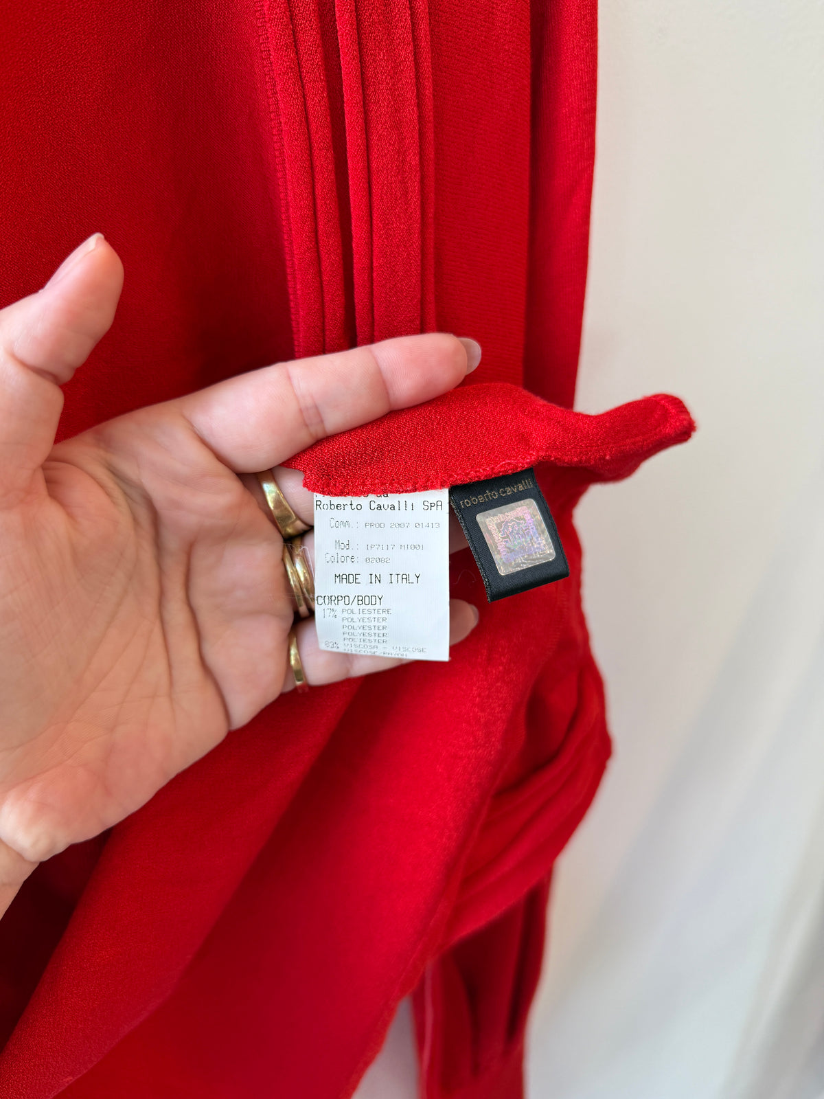 Roberto Cavalli Red Draped Tie-Front Top, 2000s