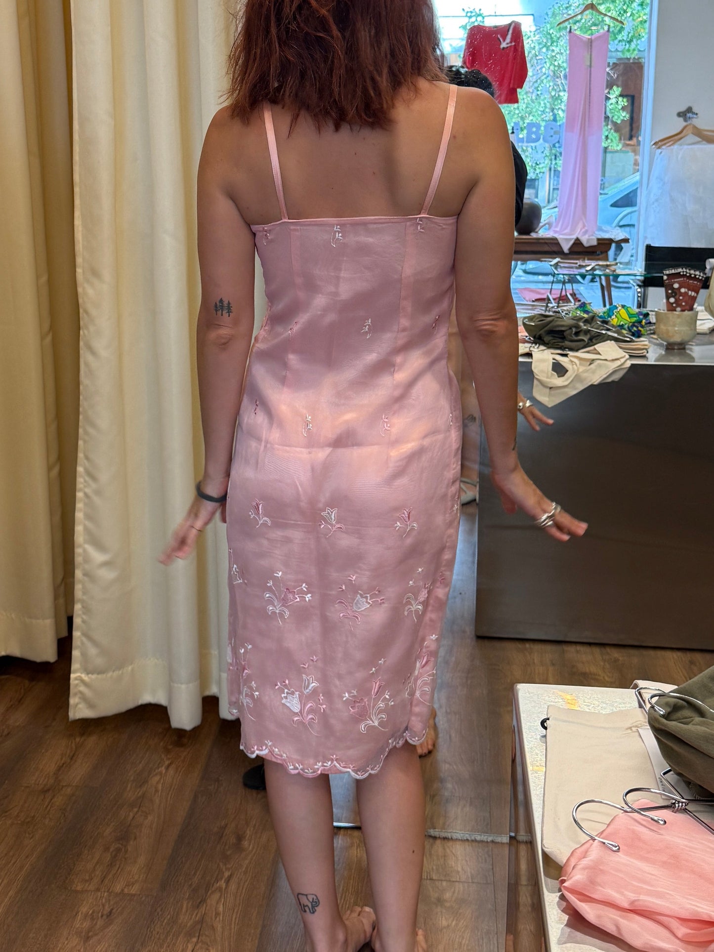 Vintage Embroidered Sheer Slip Dress