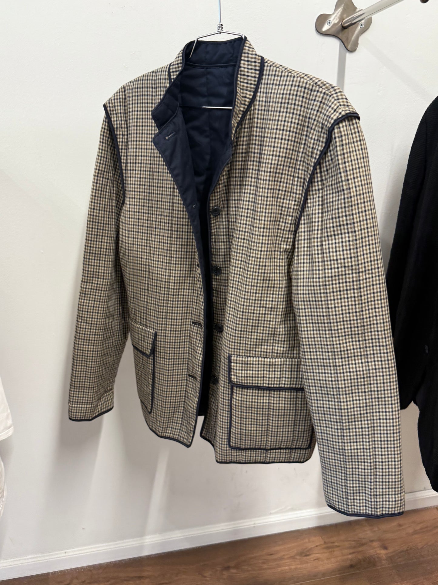 Aquascutum Round Collar Check Pattern Jacket