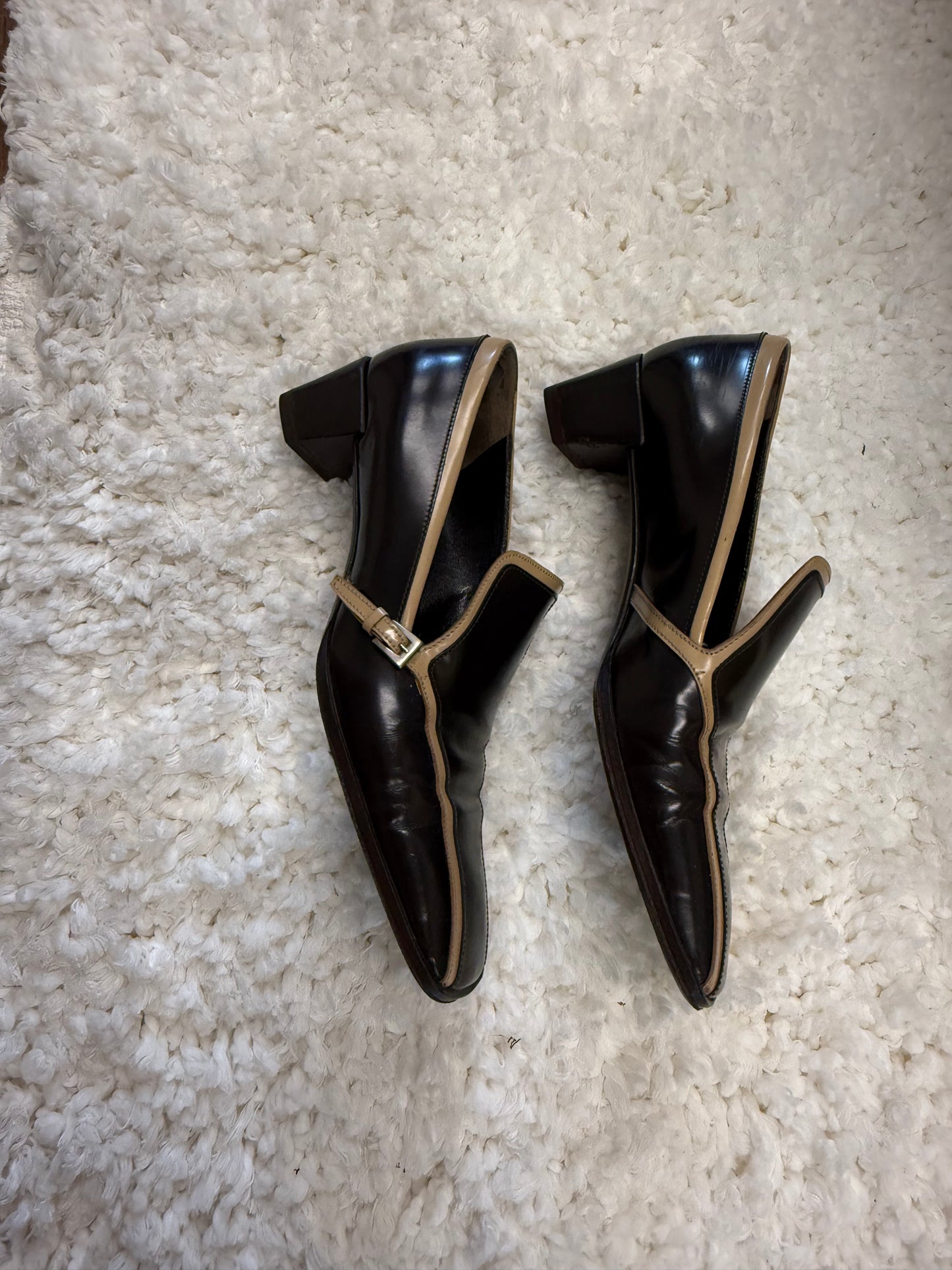 Prada – Two-Tone Leather Square-Toe Loafers 36