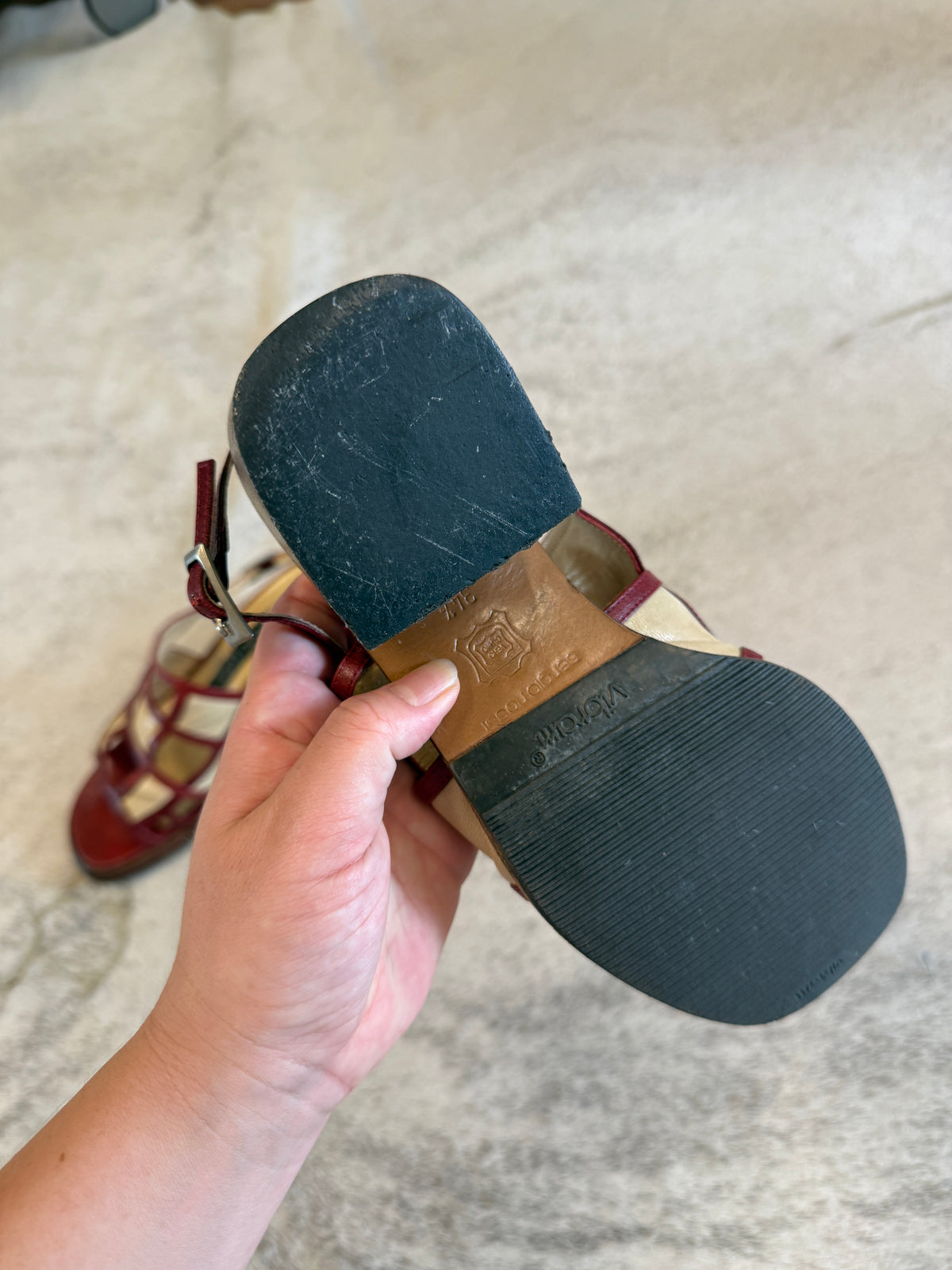 Sergio Rossi Burgundy Leather Strappy Sandals 35 EU