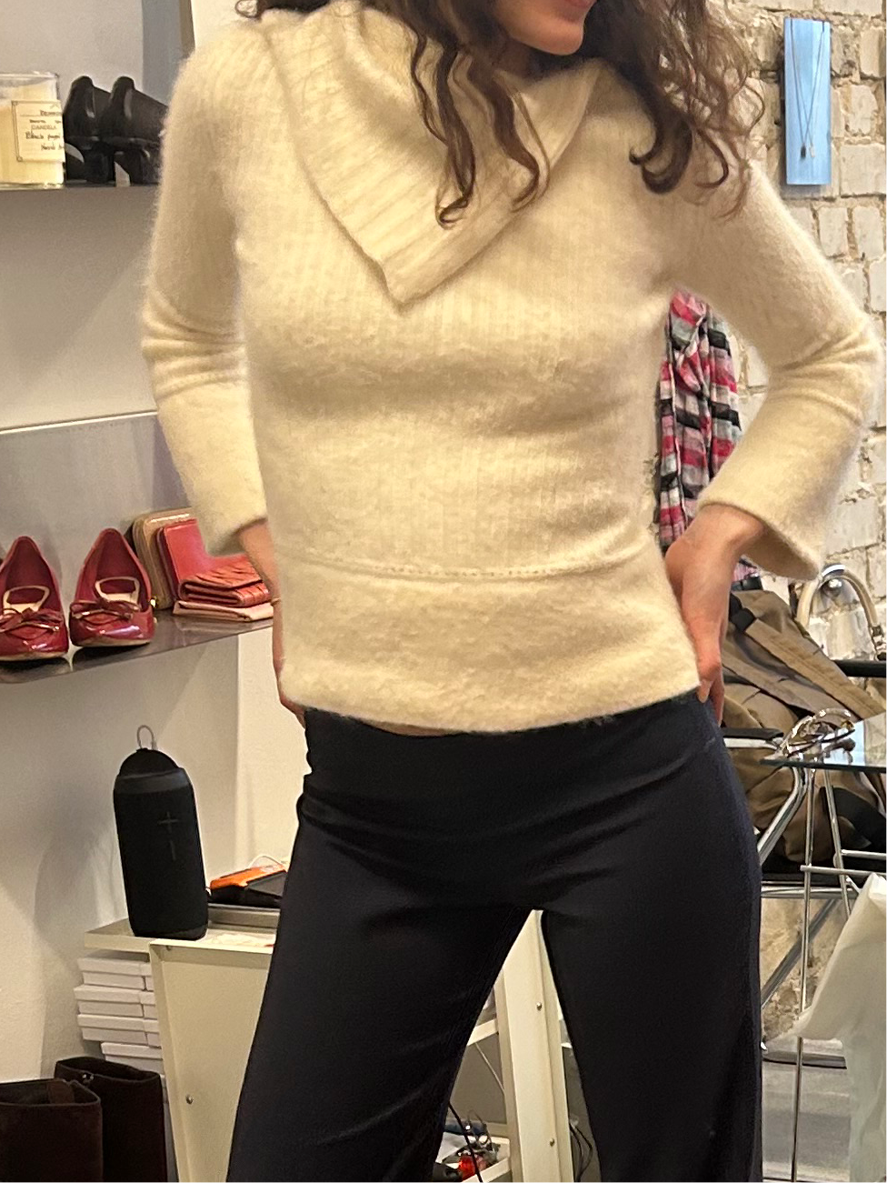 white mohair turtleneck sweater