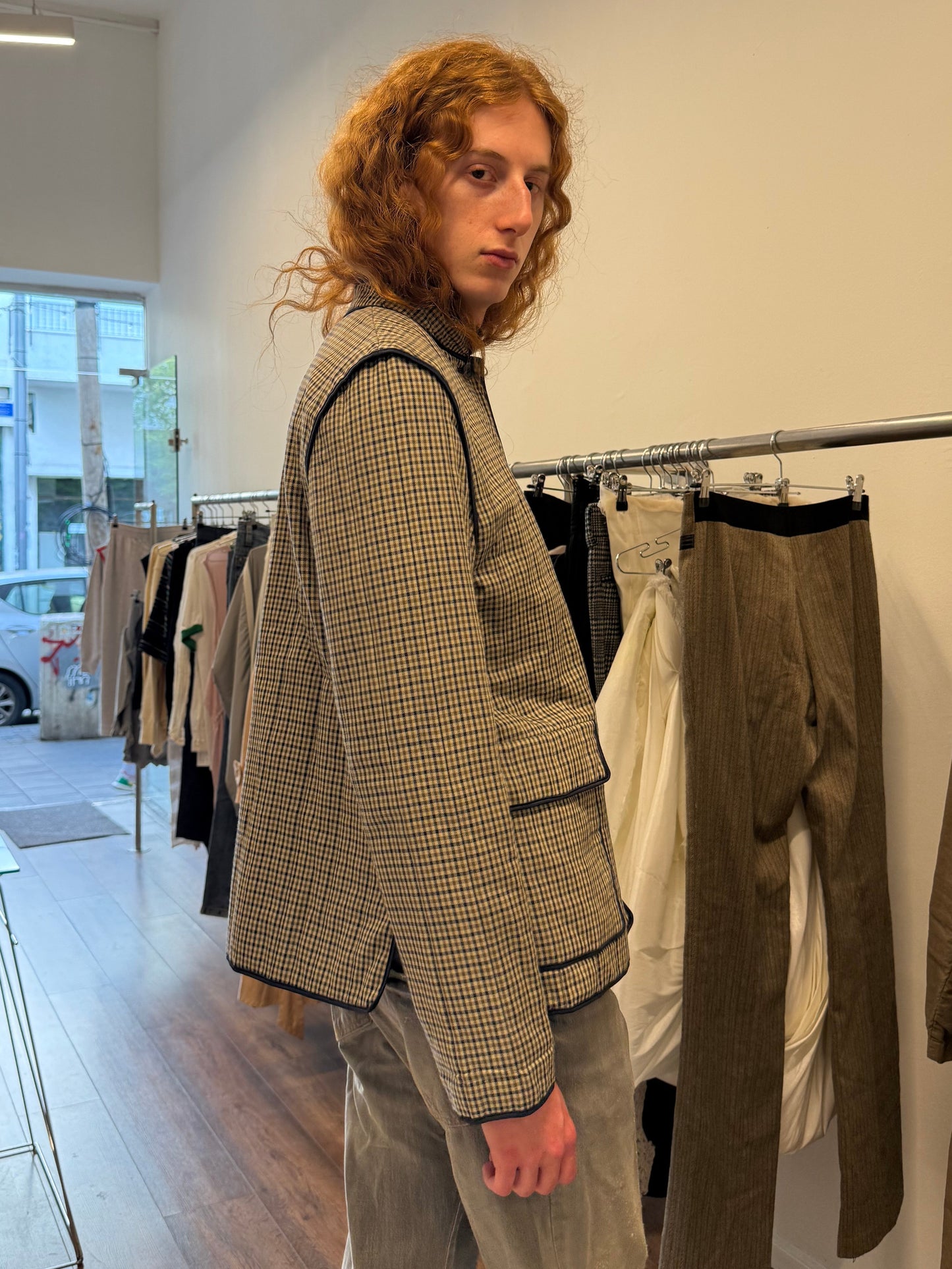 Aquascutum Round Collar Check Pattern Jacket