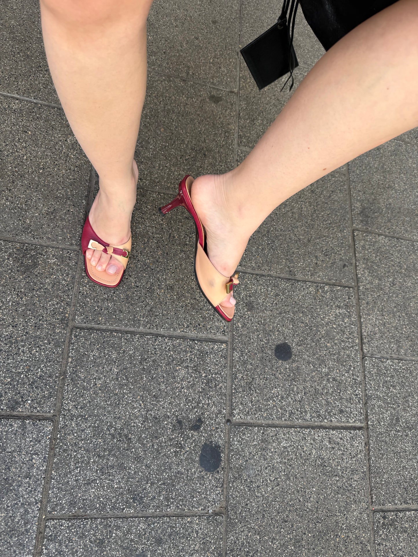 A. testoni Two-Tone Leather Mules