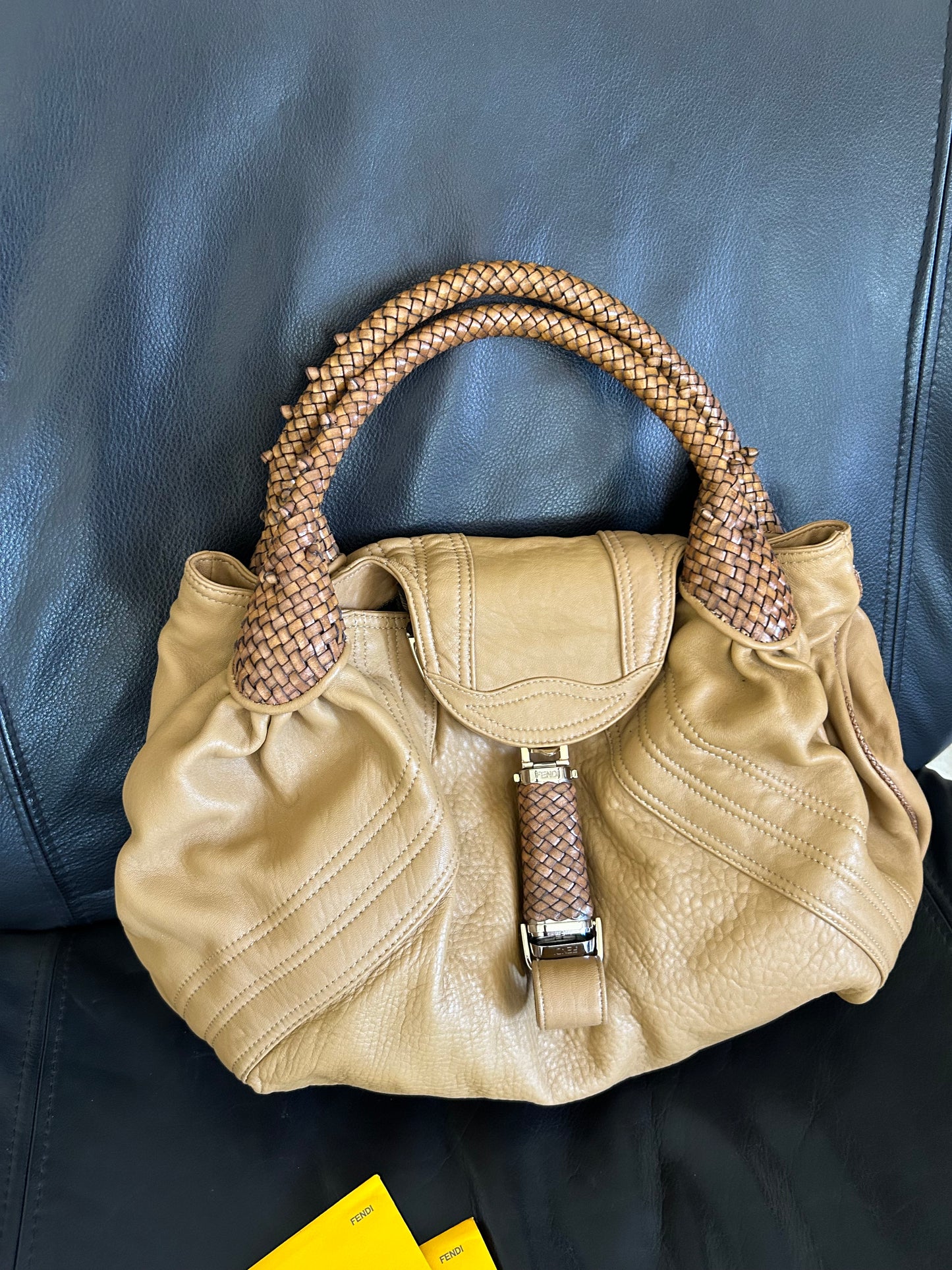 FENDI large brown lambskin spy bag šµš»