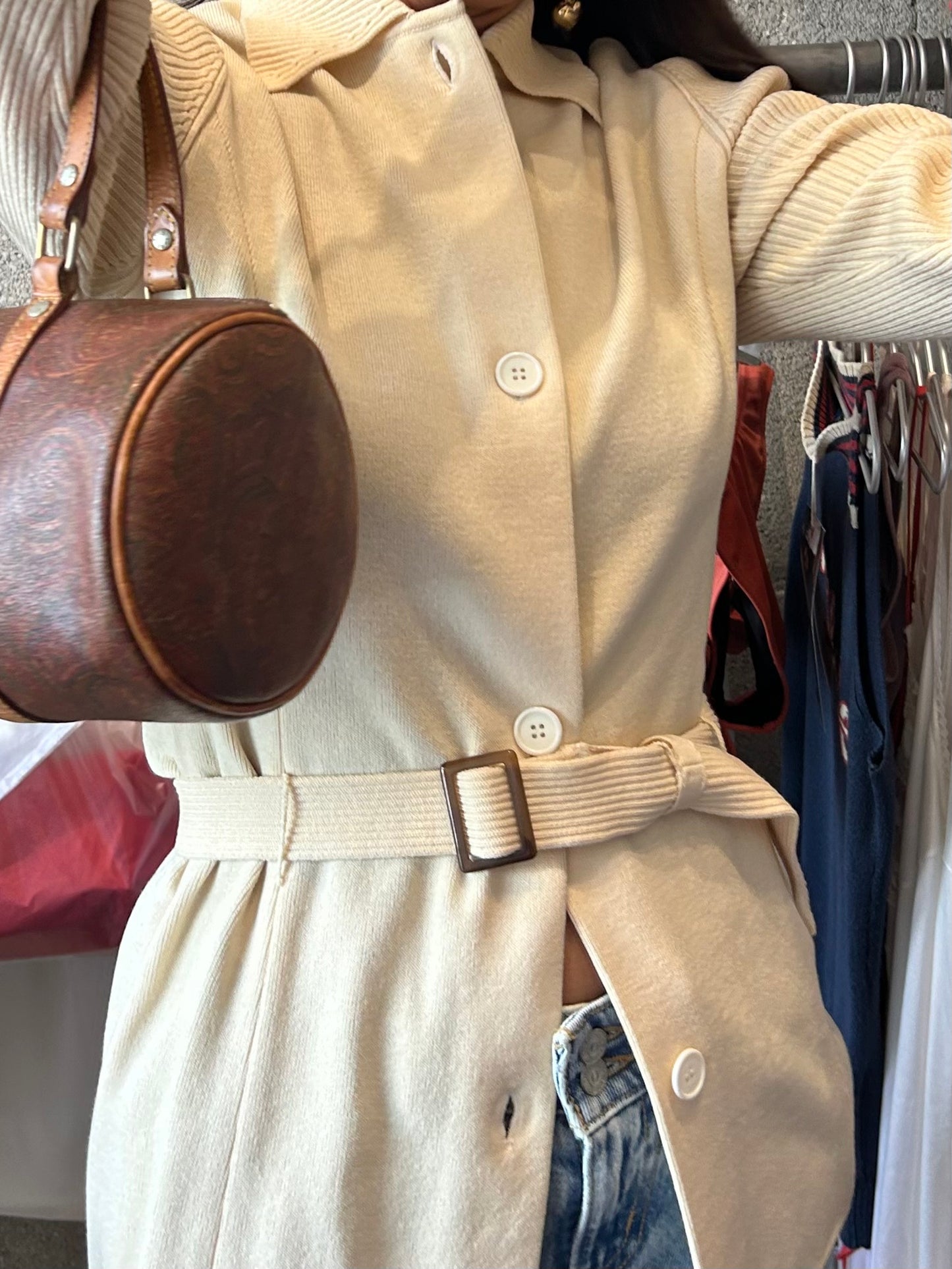 Vintage knit cardigan with belt