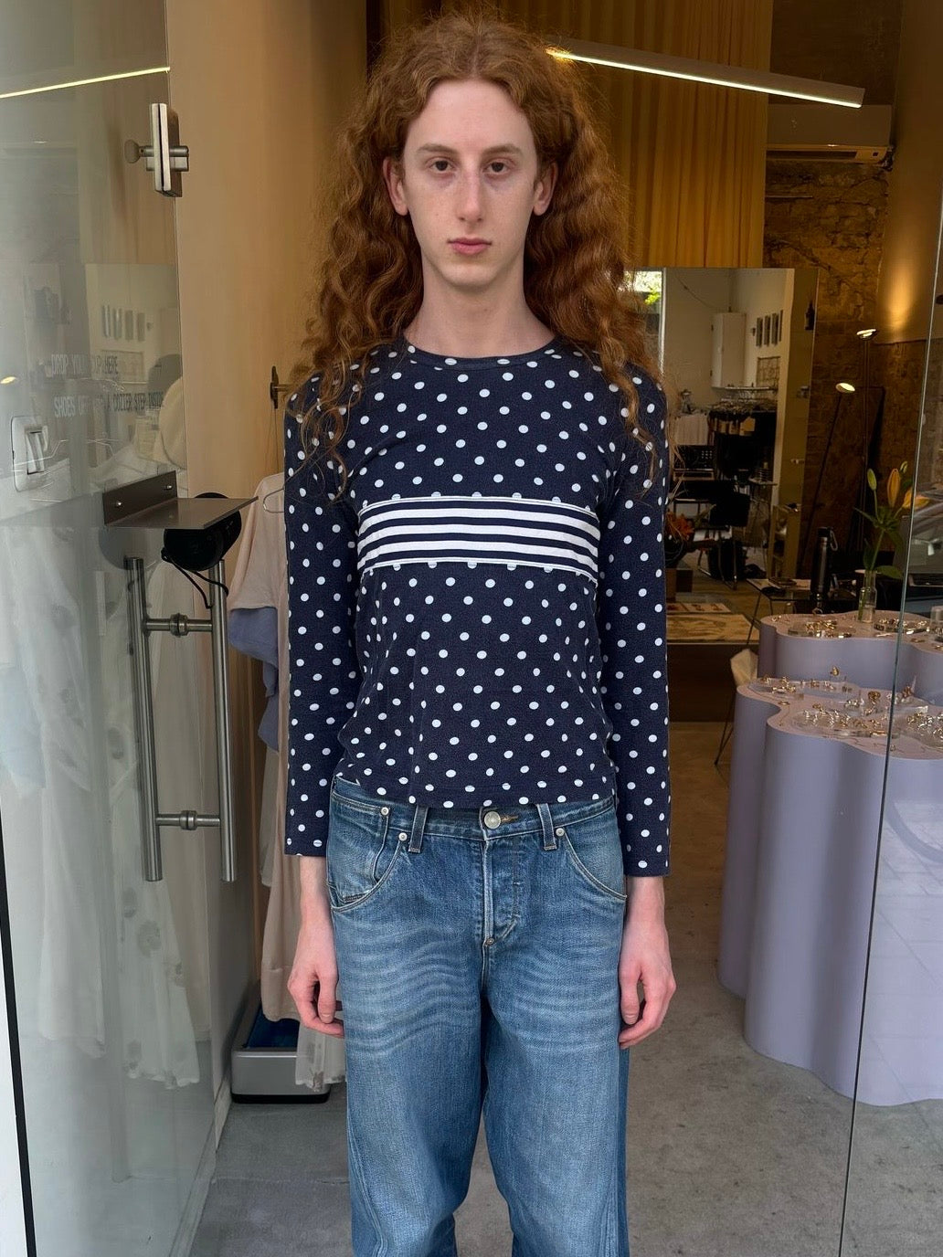 Comme des garçons polka dot long sleeve tee