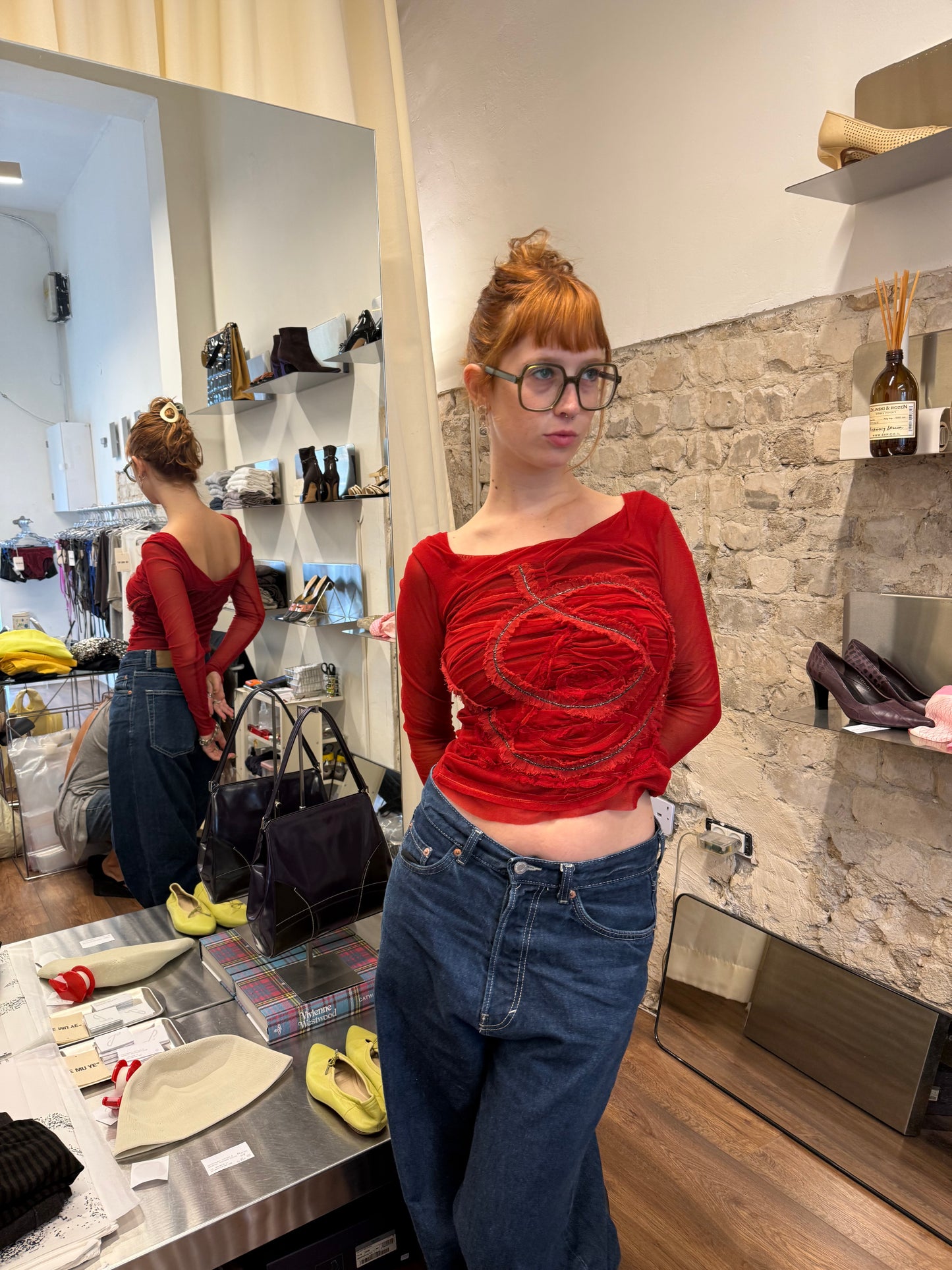 Fuzzi ruched mesh top