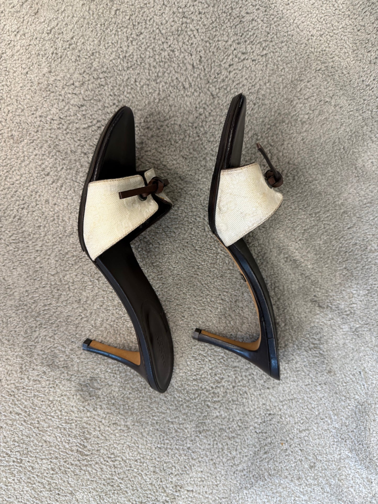Gucci early 2000s monogram bow mules