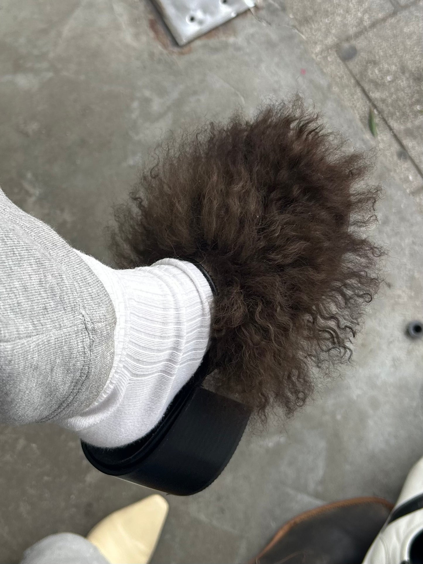 RAY BEAMS fur hairy brown mules