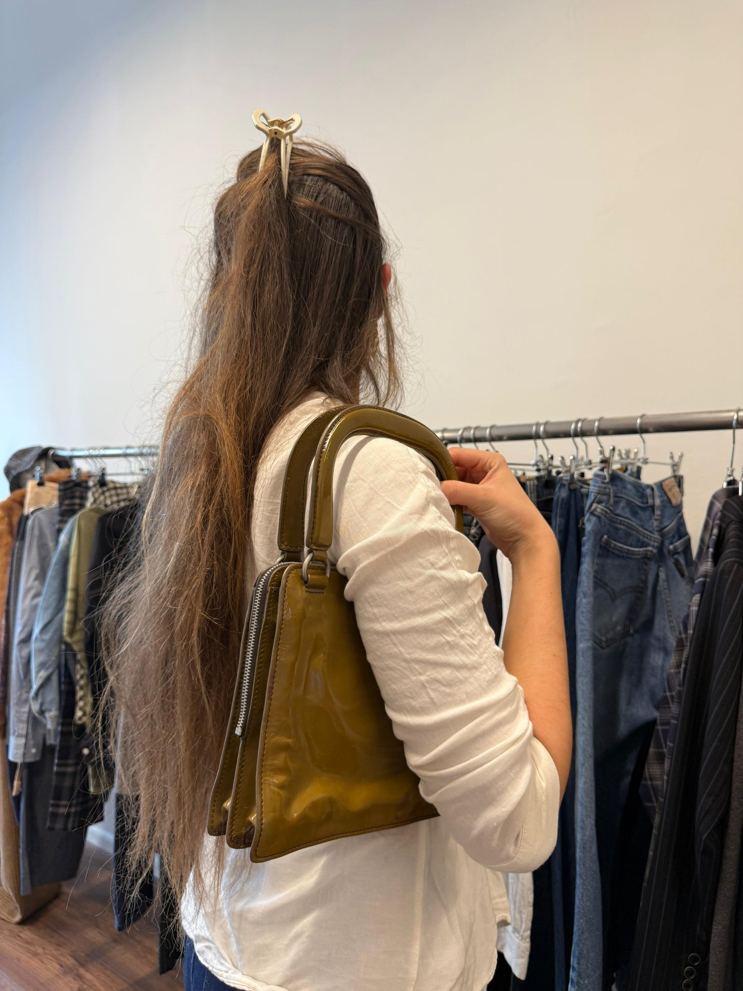 Miu Miu glossy leather mini bag